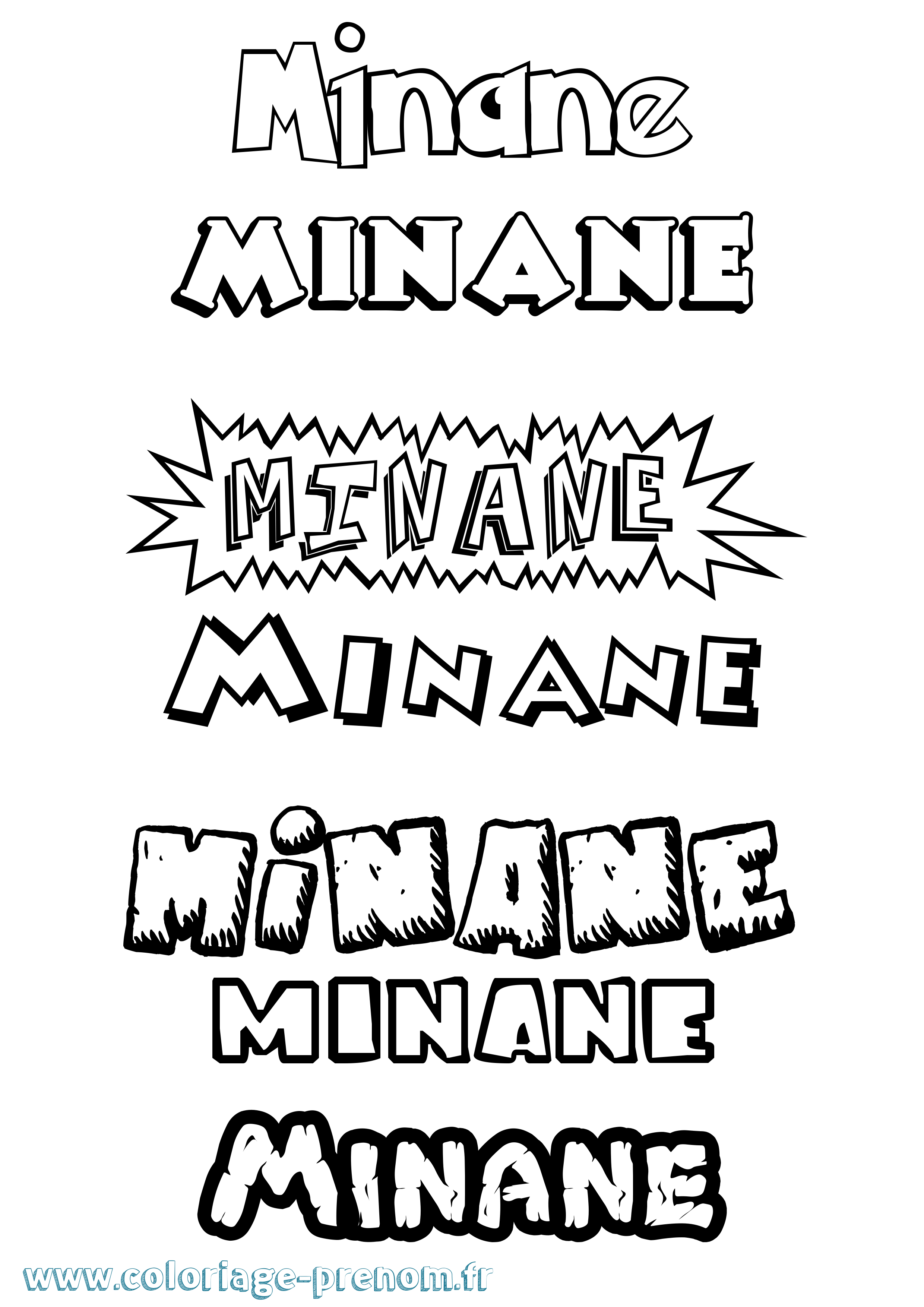 Coloriage prénom Minane Dessin Animé