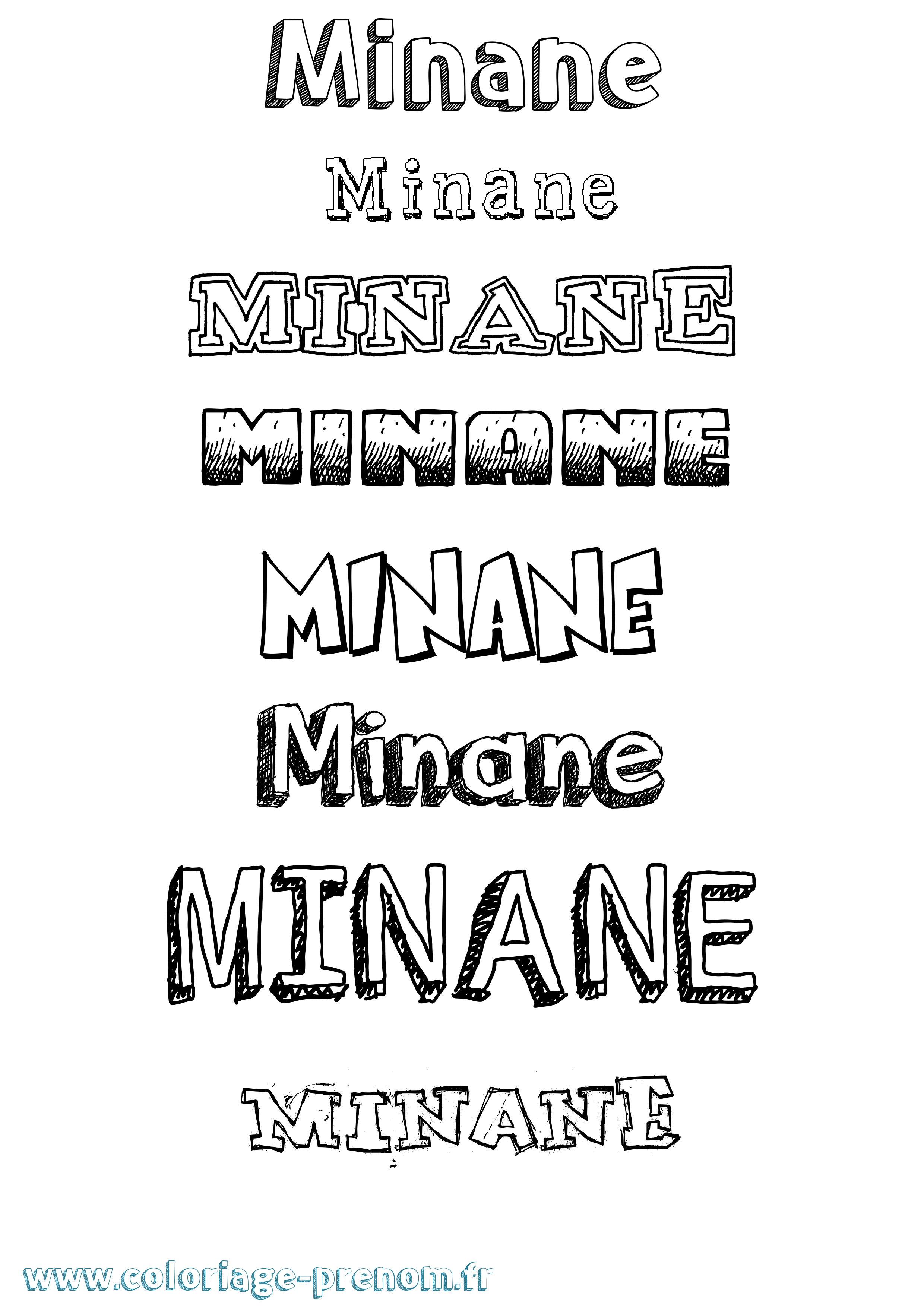 Coloriage prénom Minane Dessiné