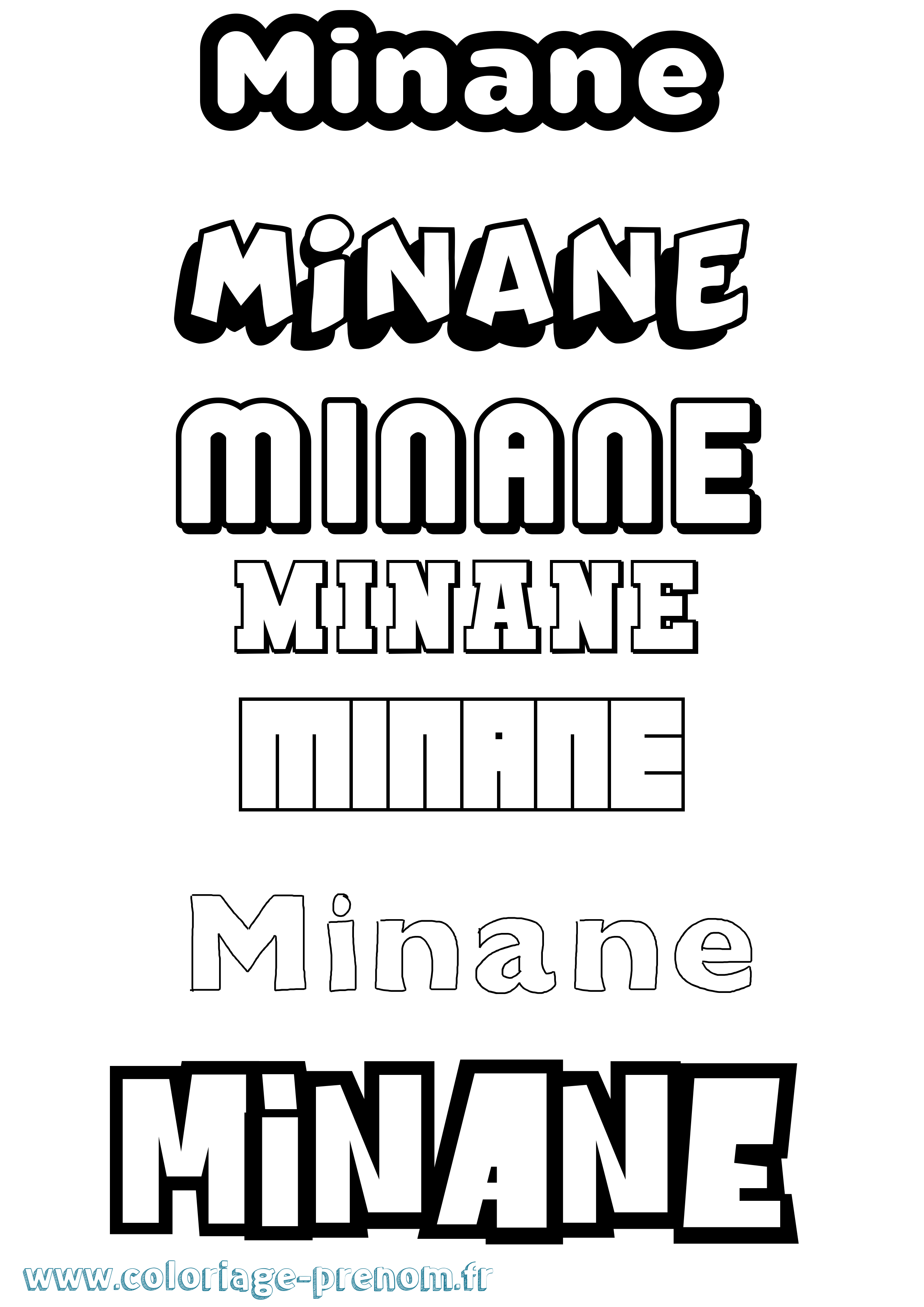 Coloriage prénom Minane Simple