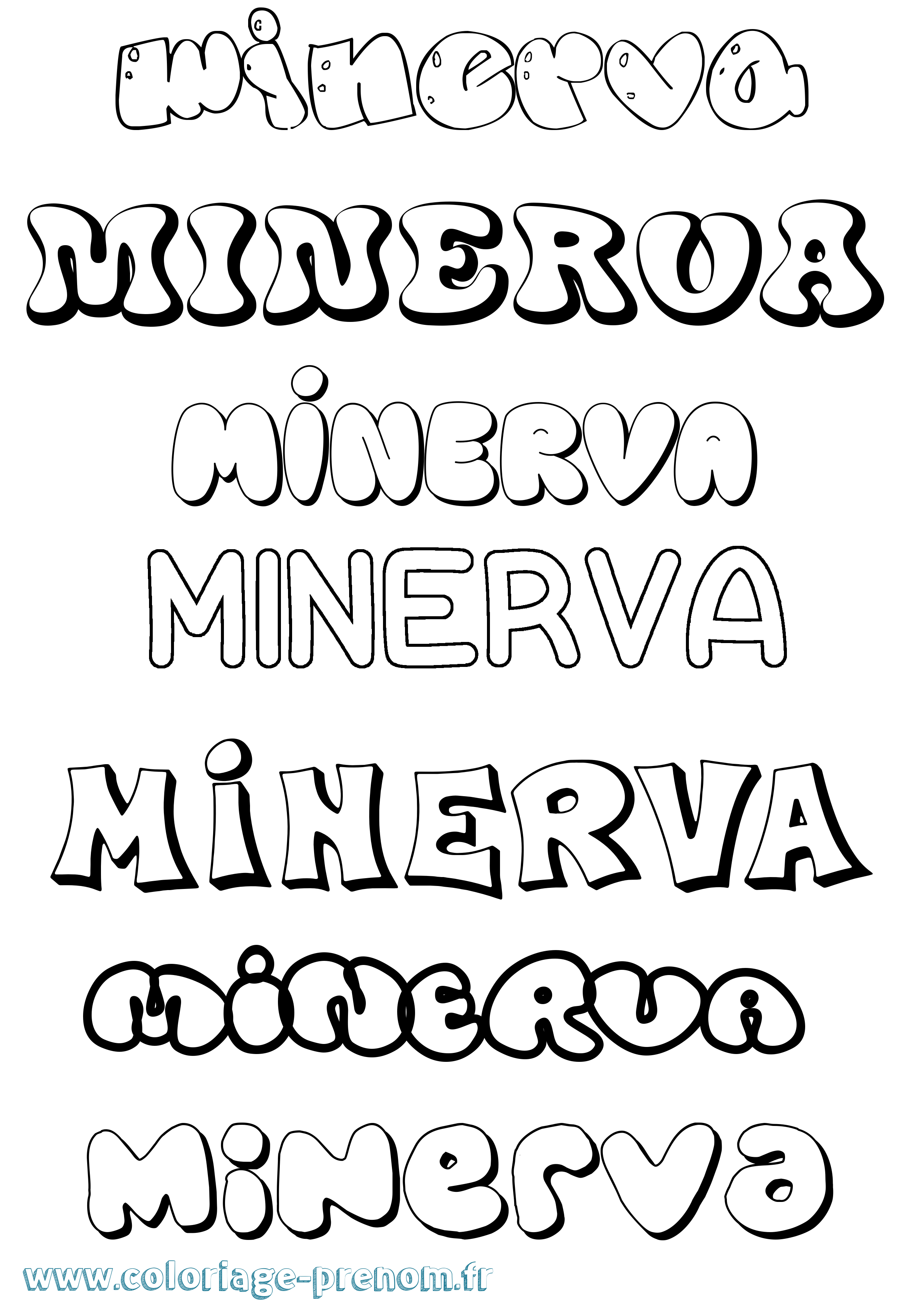Coloriage prénom Minerva Bubble