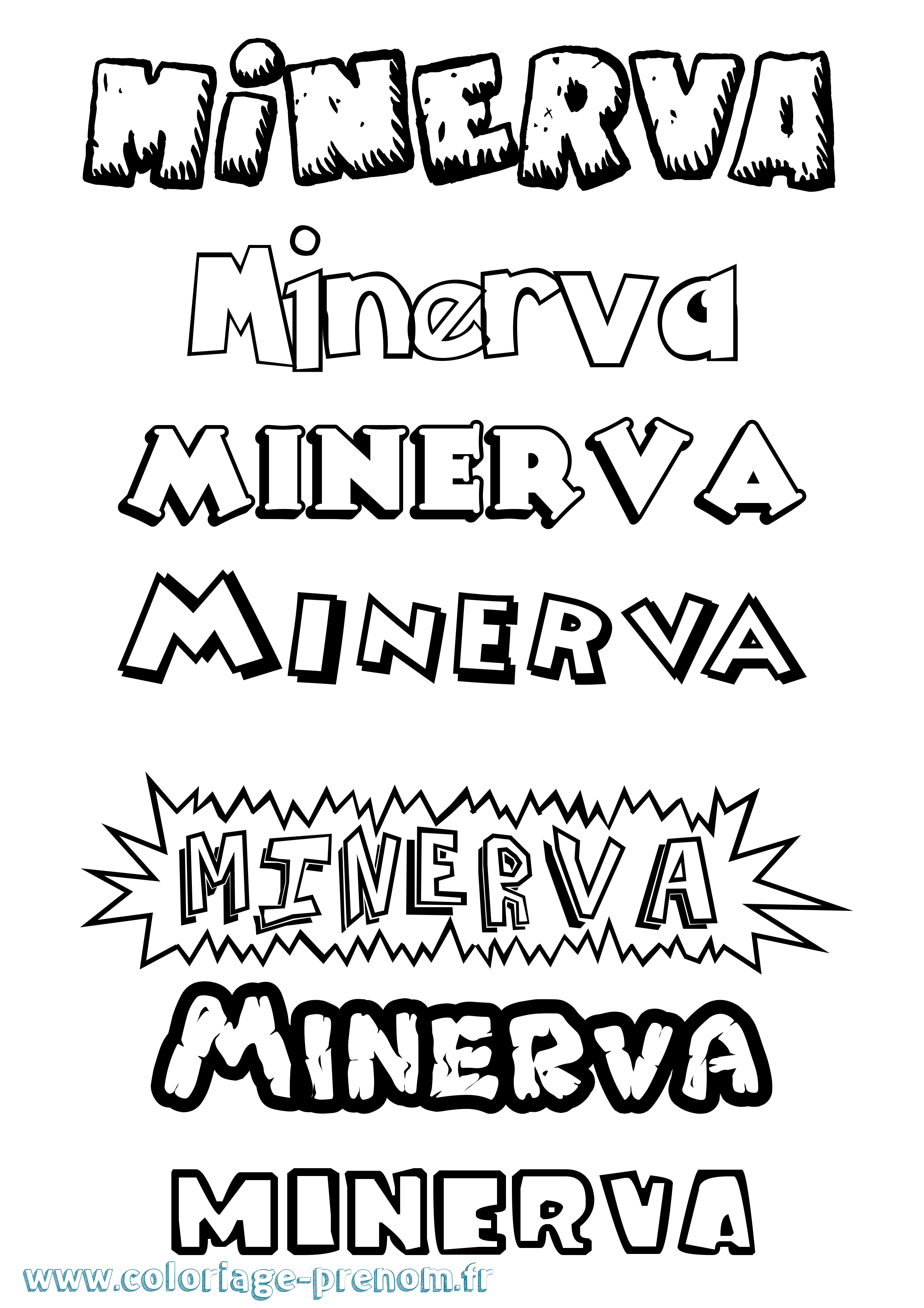 Coloriage prénom Minerva Dessin Animé