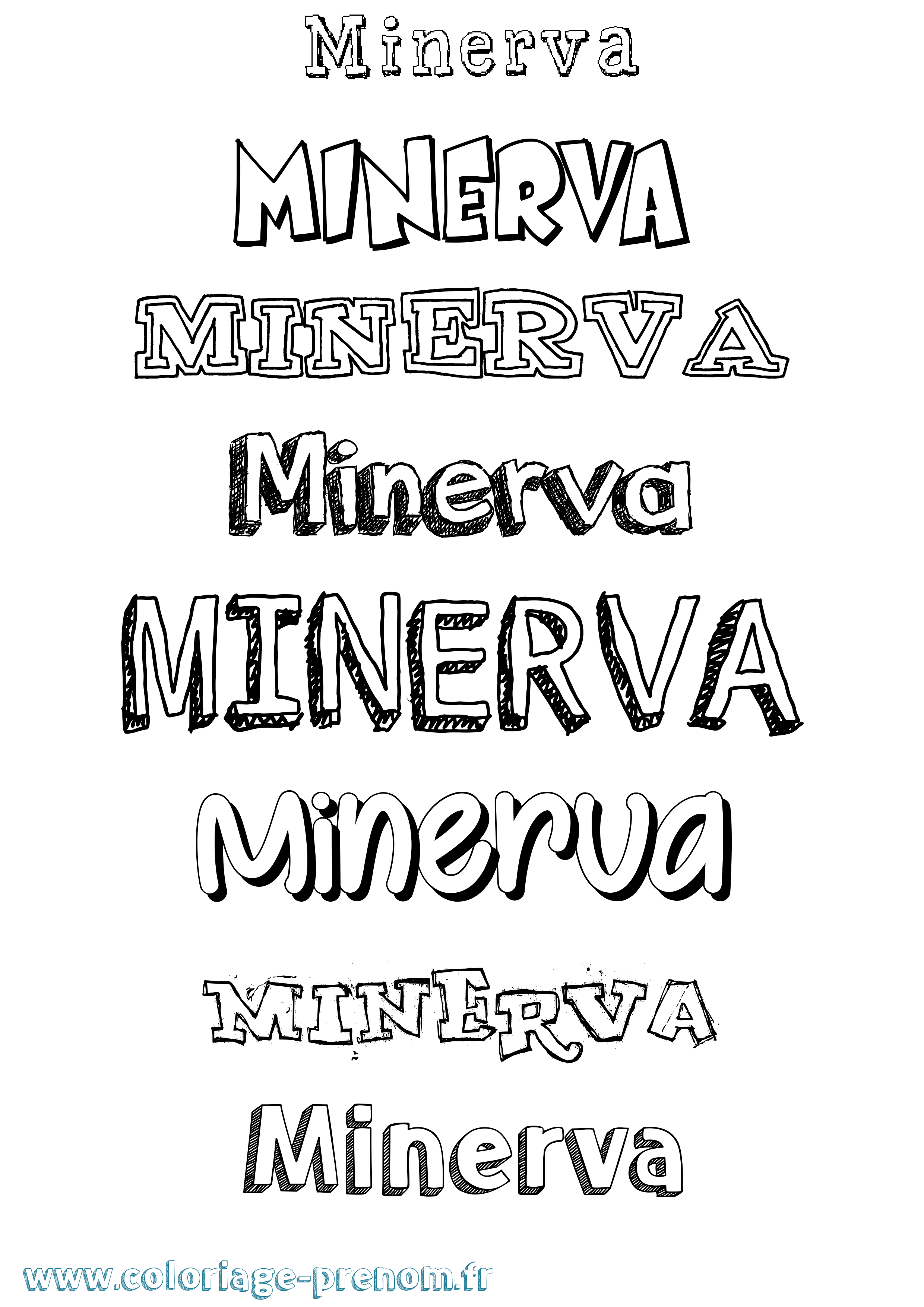 Coloriage prénom Minerva Dessiné
