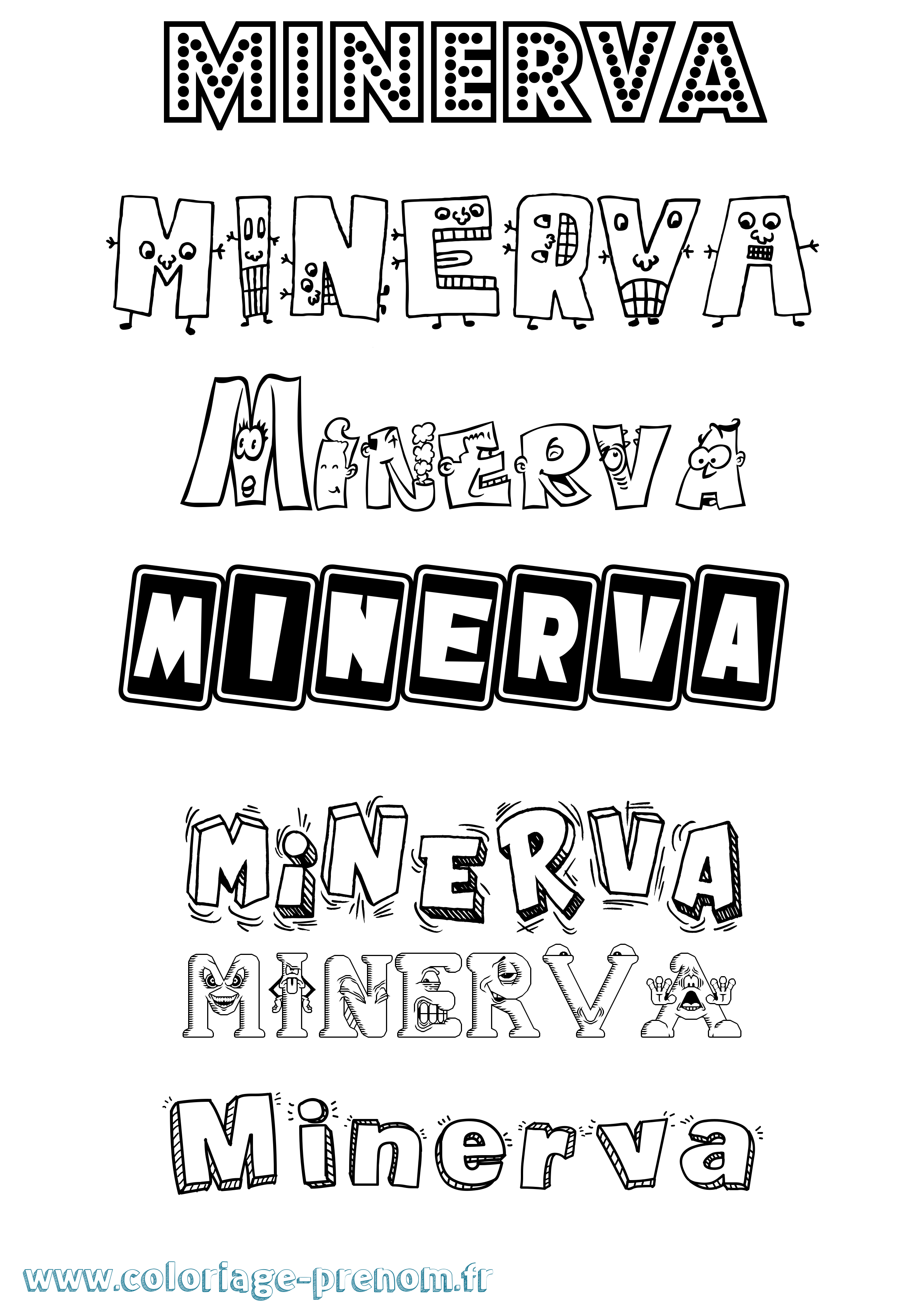 Coloriage prénom Minerva Fun