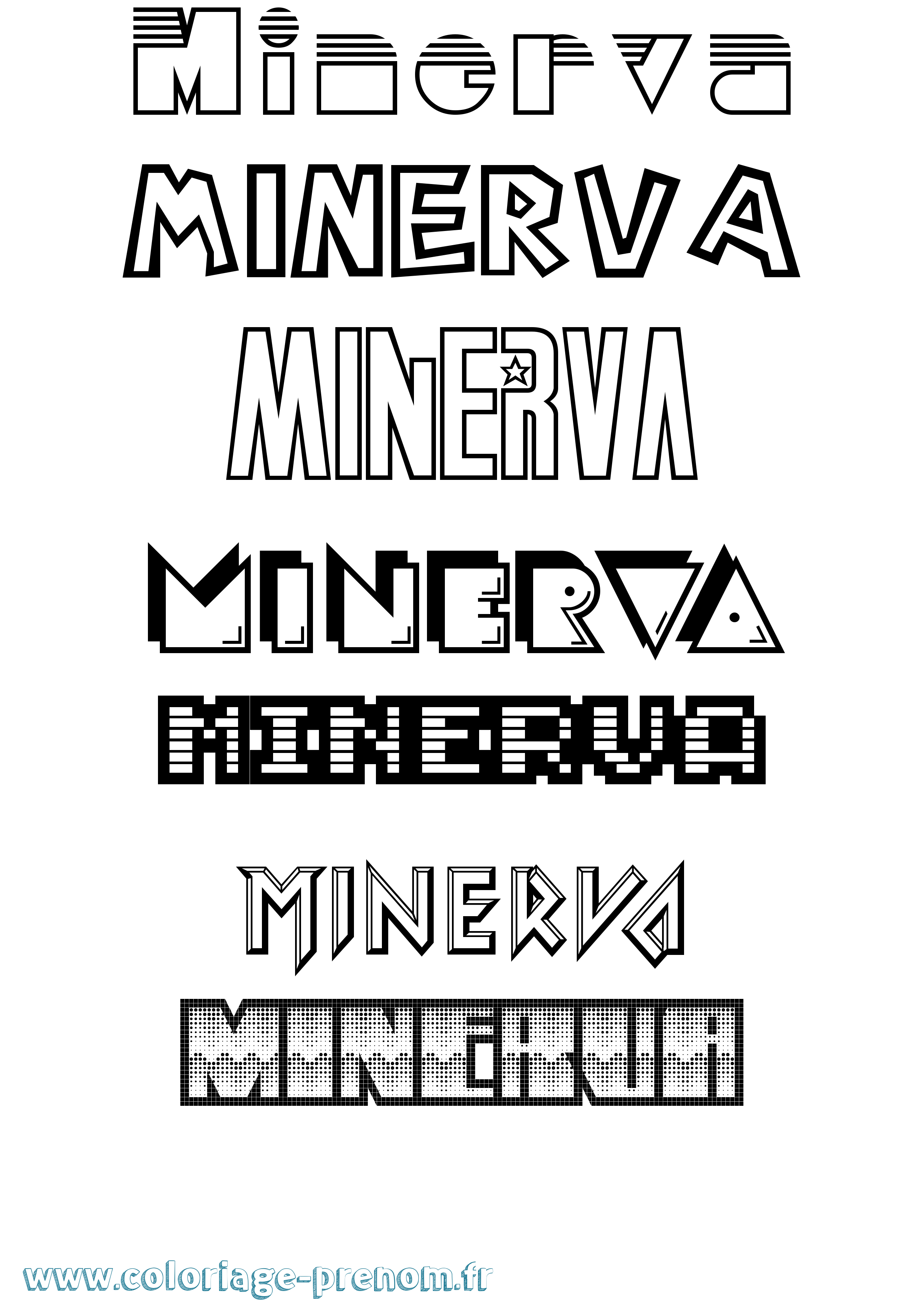 Coloriage prénom Minerva Jeux Vidéos