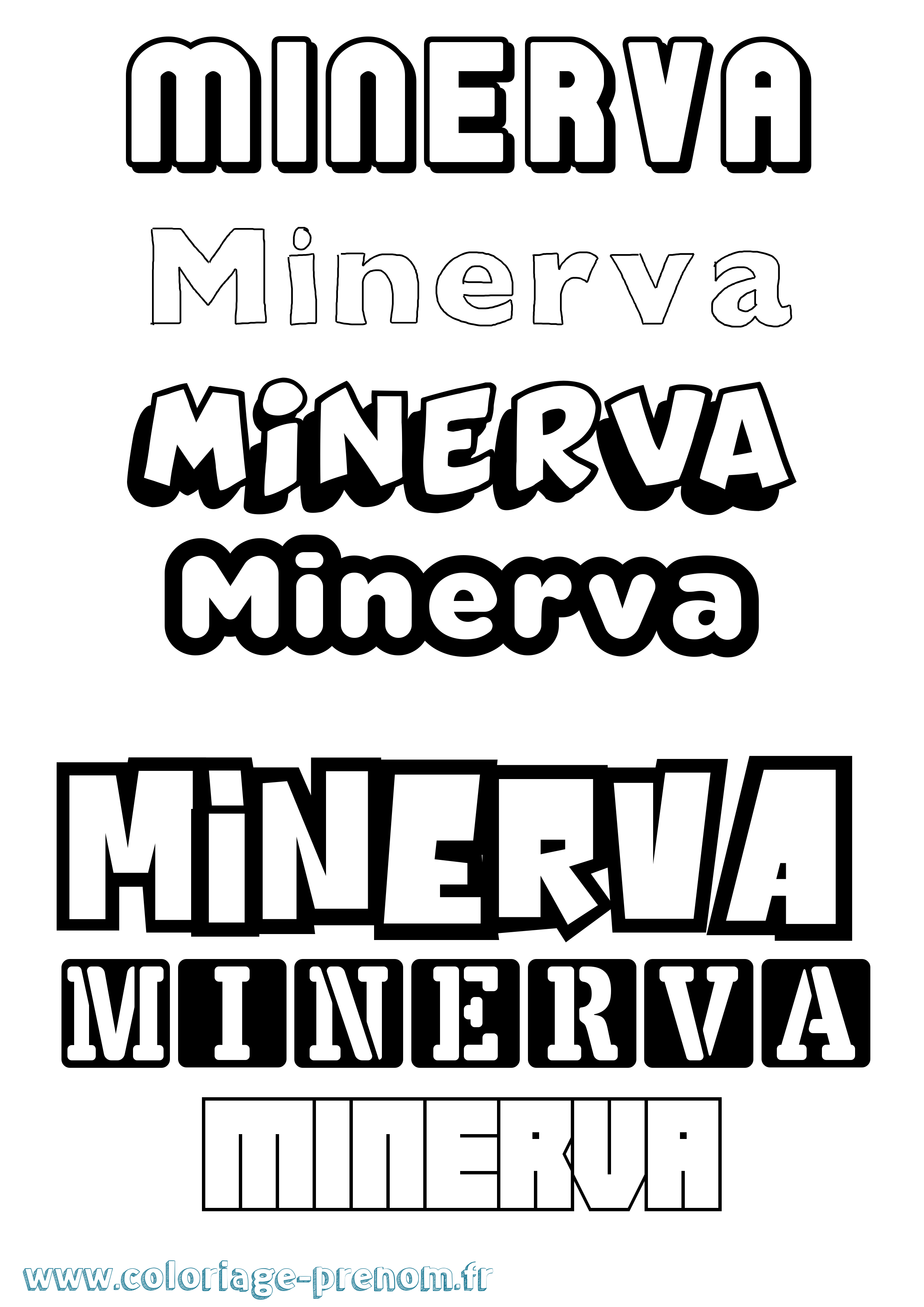 Coloriage prénom Minerva Simple