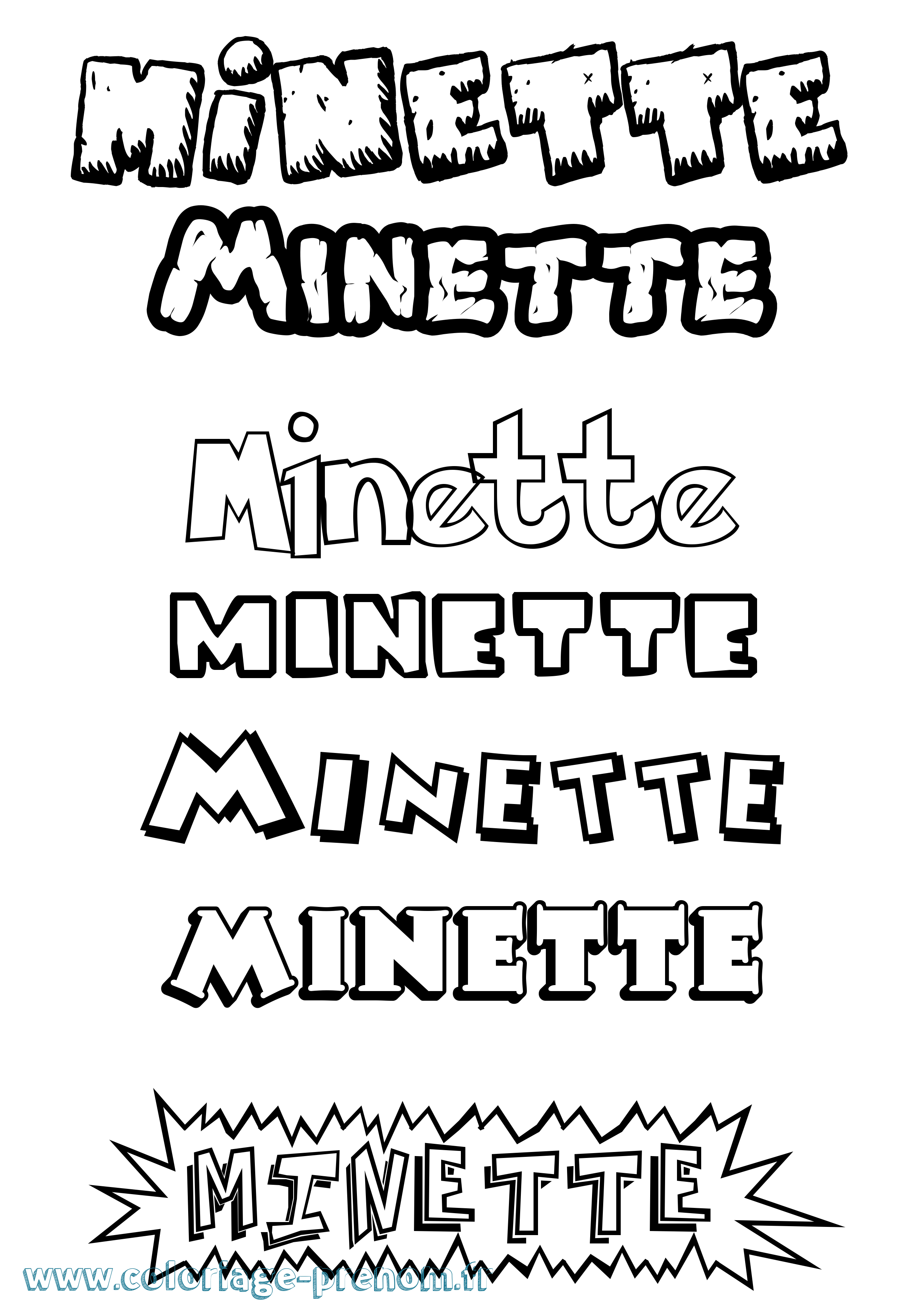 Coloriage prénom Minette Dessin Animé