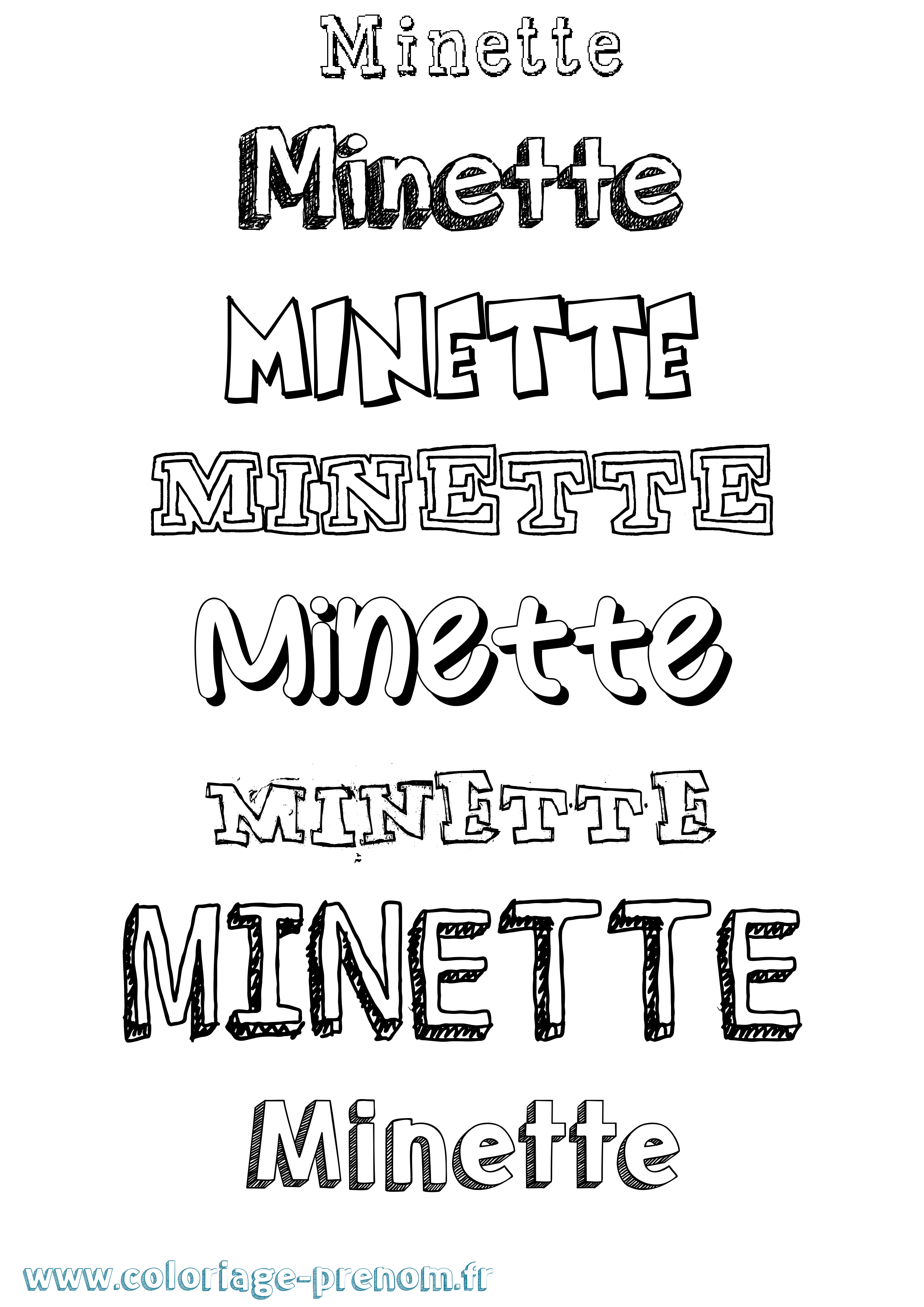 Coloriage prénom Minette Dessiné