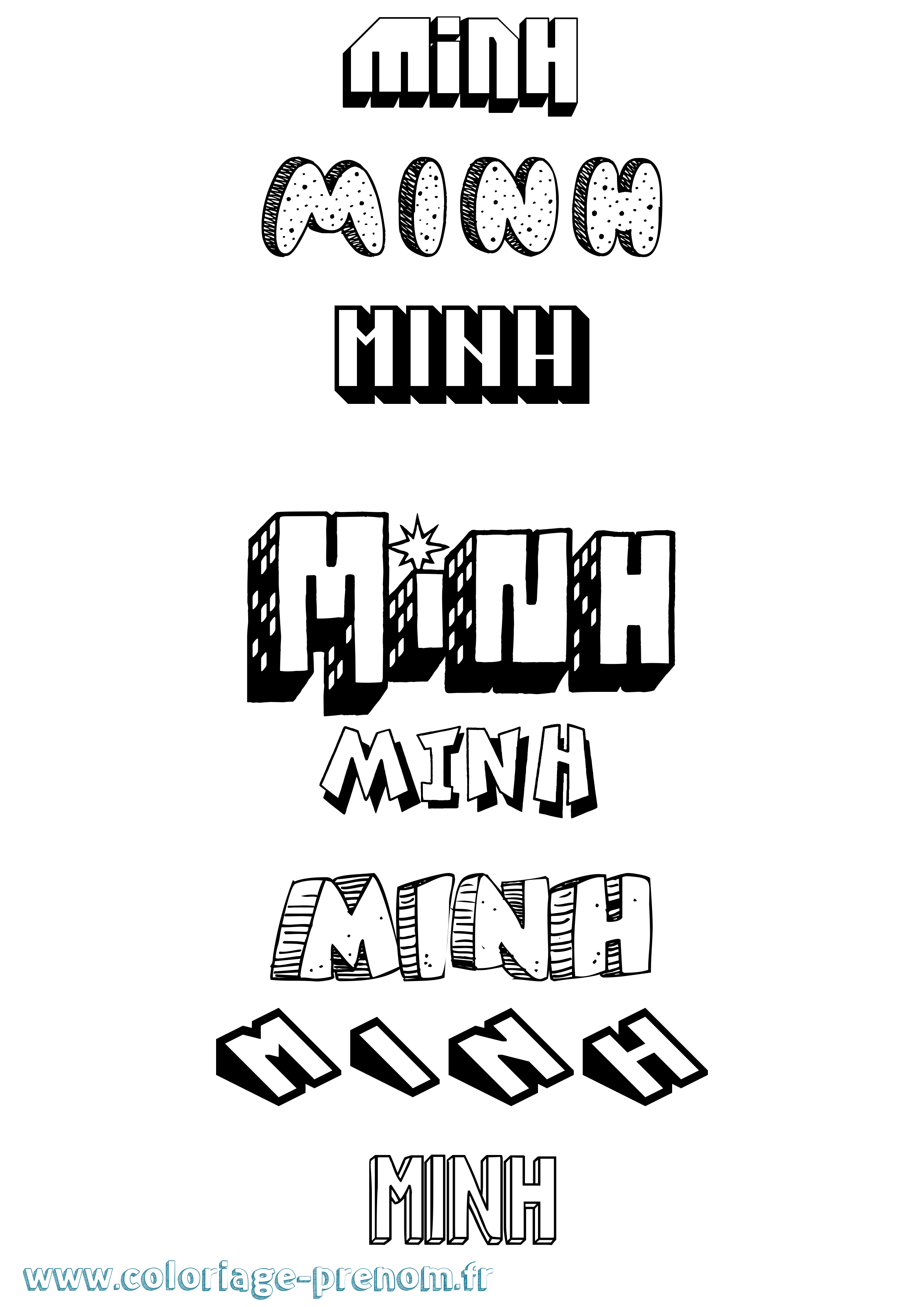 Coloriage Minh Coloriage prénom Minh