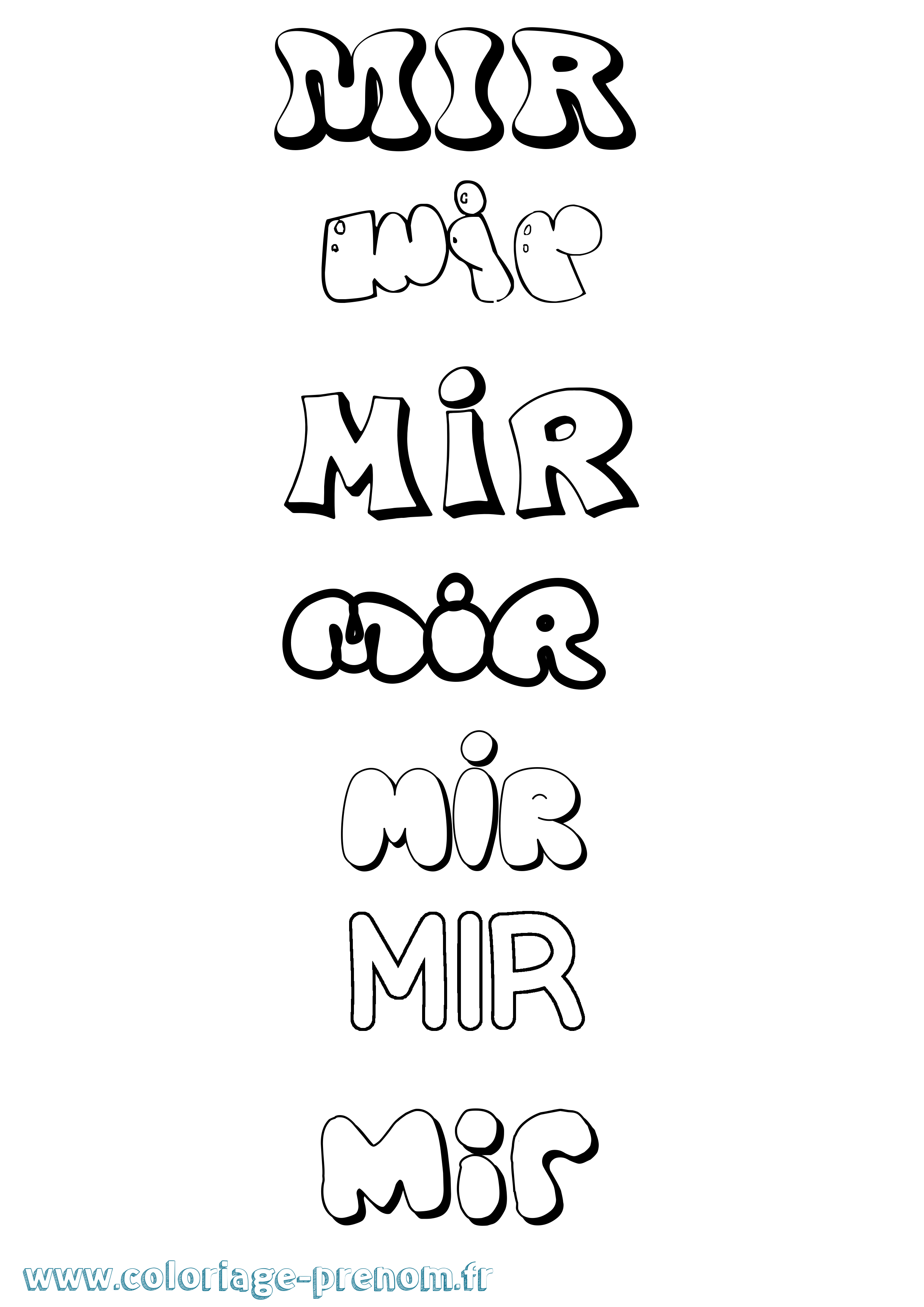 Coloriage Mir Bubble Coloriage prénom Mir Bubble