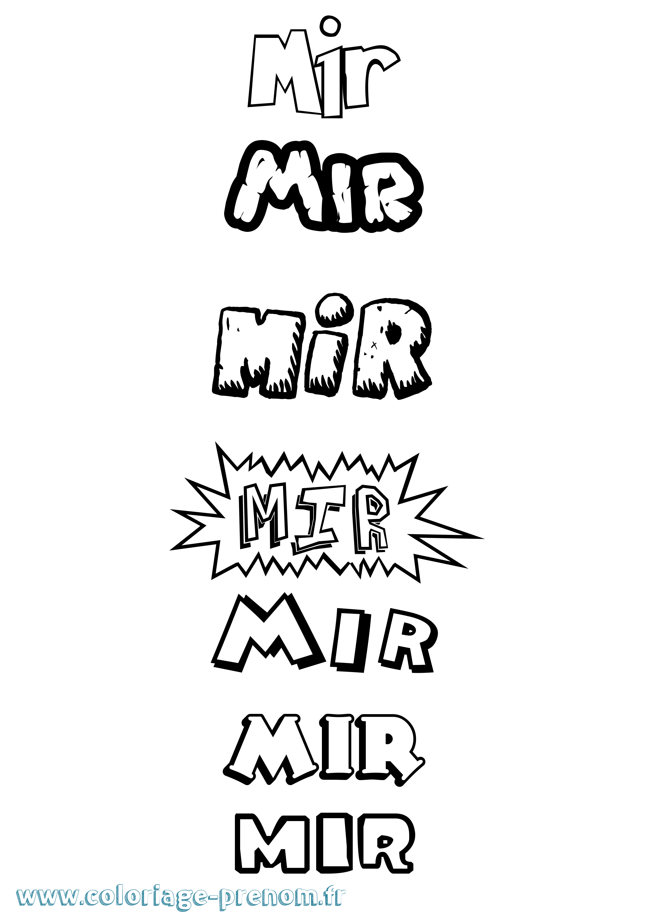 Coloriage Mir Dessin Animé Coloriage prénom Mir Dessin Animé