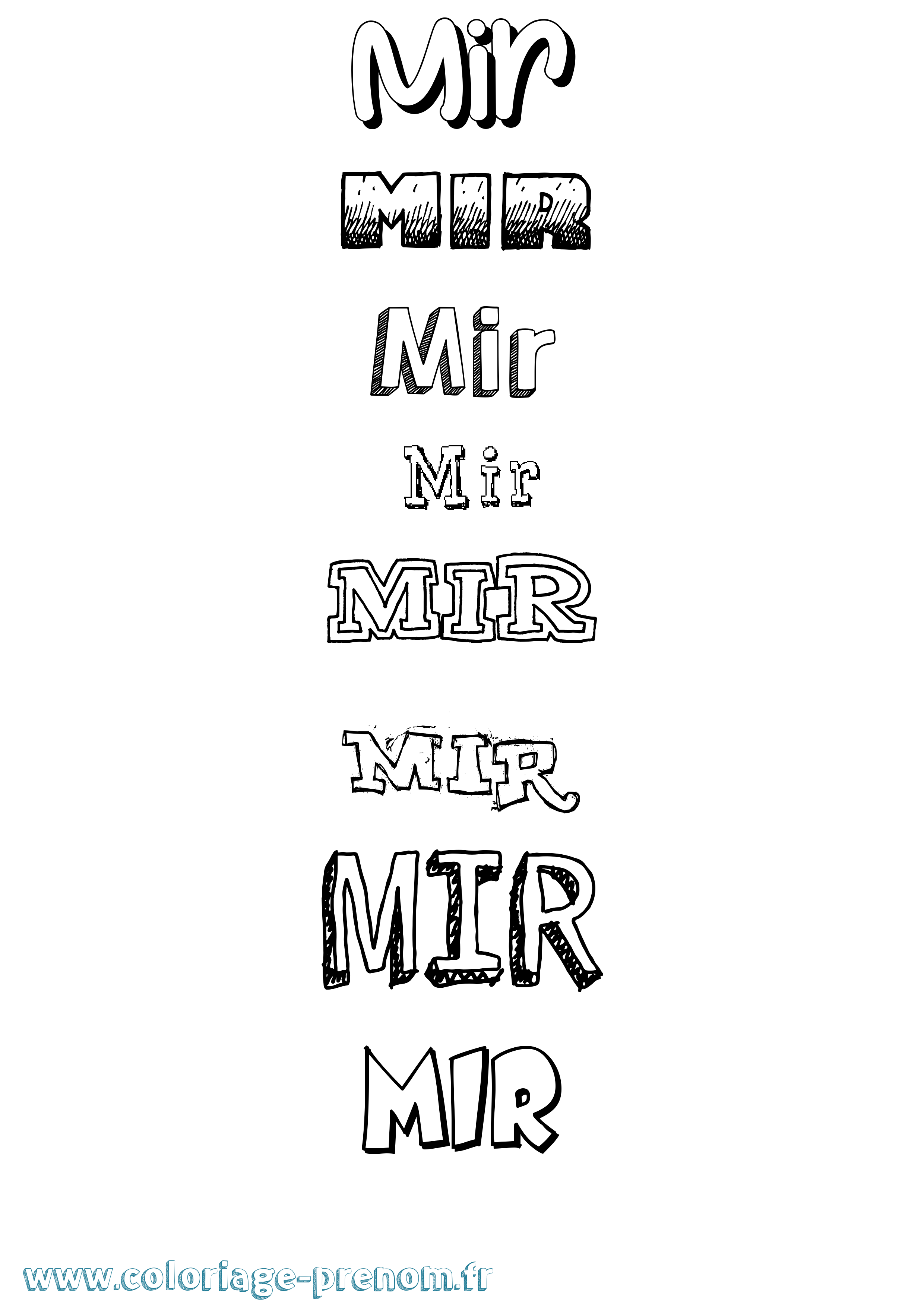 Coloriage Mir Dessiné Coloriage prénom Mir Dessiné
