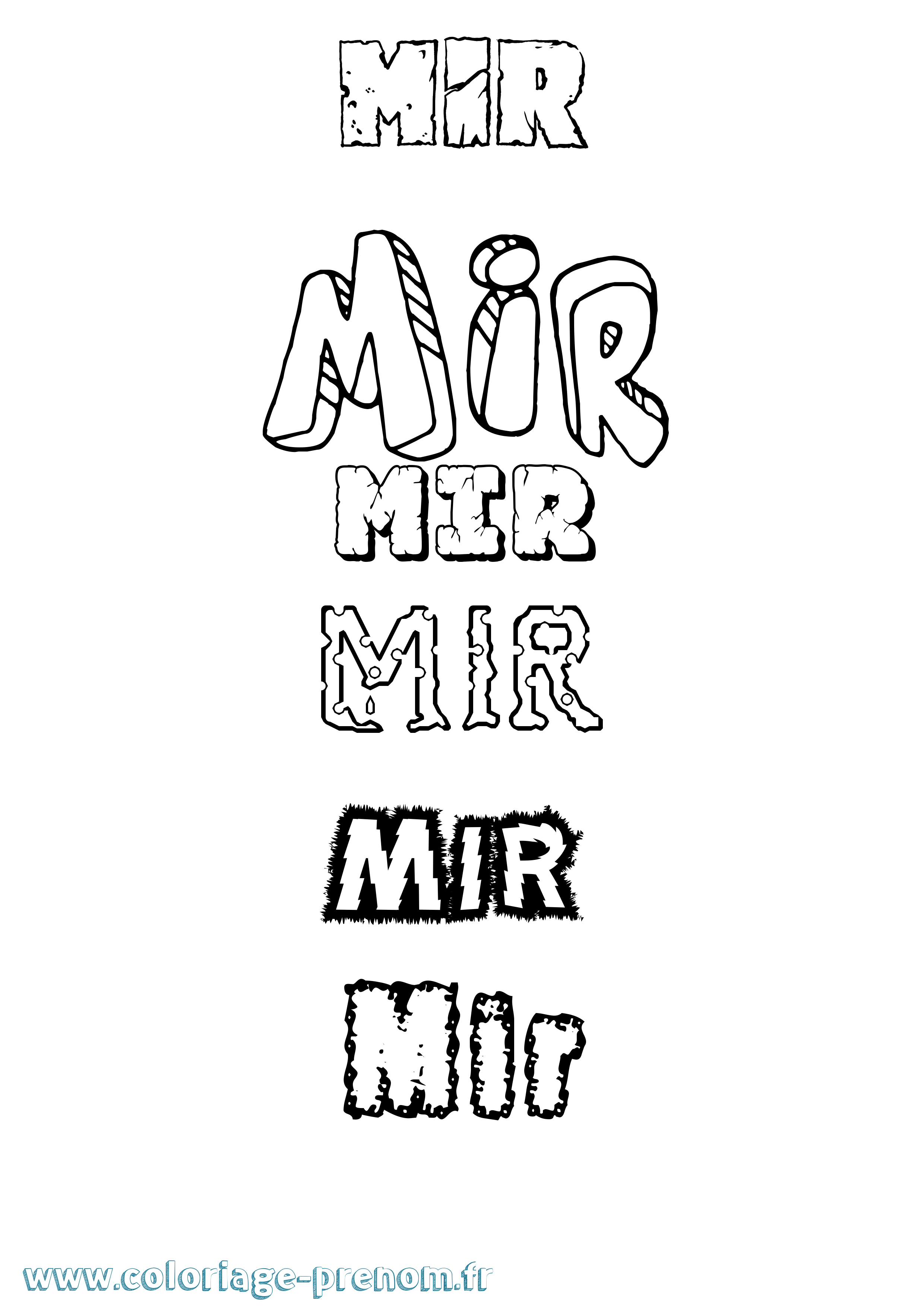 Coloriage Mir Destructuré Coloriage prénom Mir Destructuré