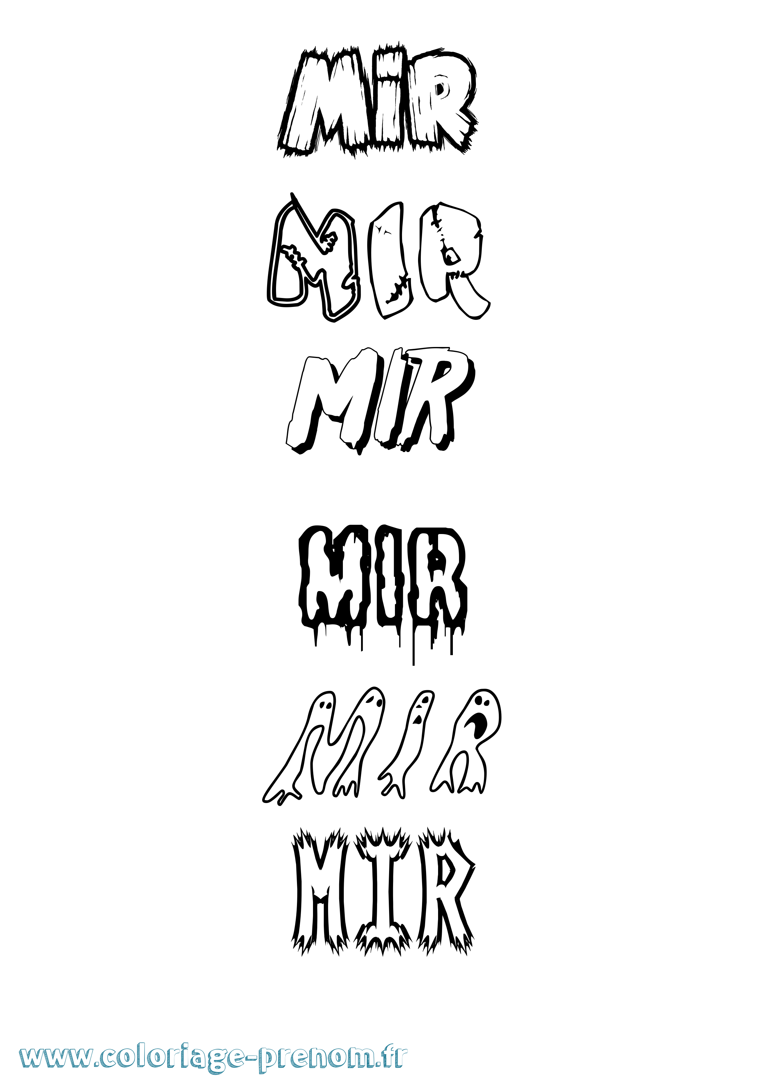 Coloriage Mir Frisson Coloriage prénom Mir Frisson