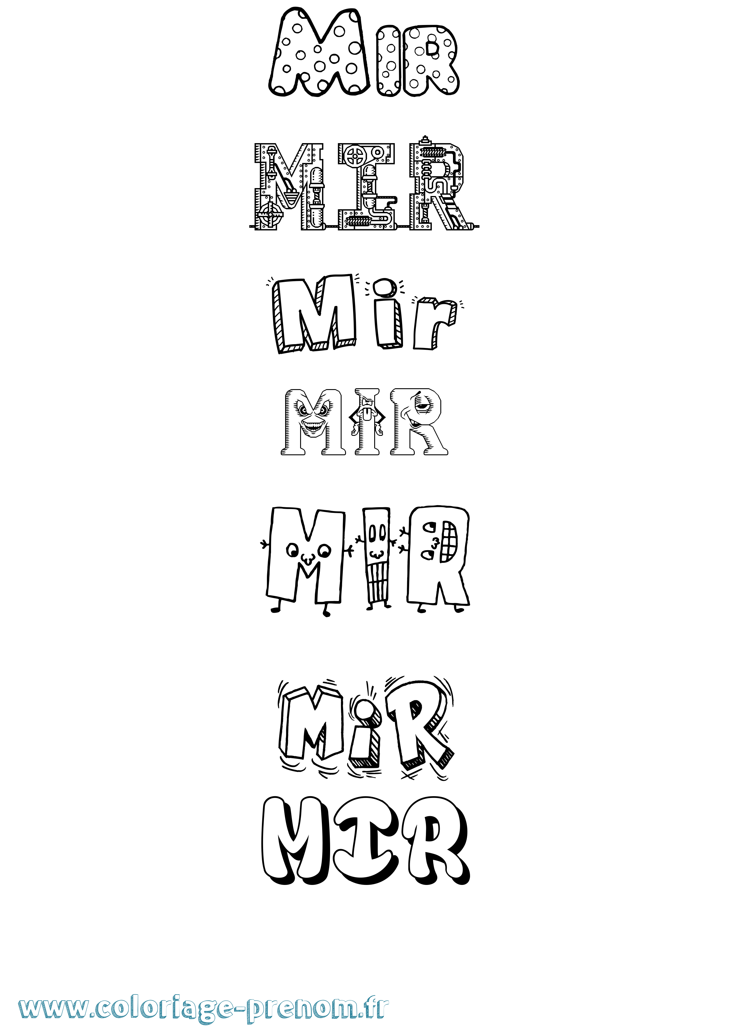 Coloriage Mir Fun Coloriage prénom Mir Fun