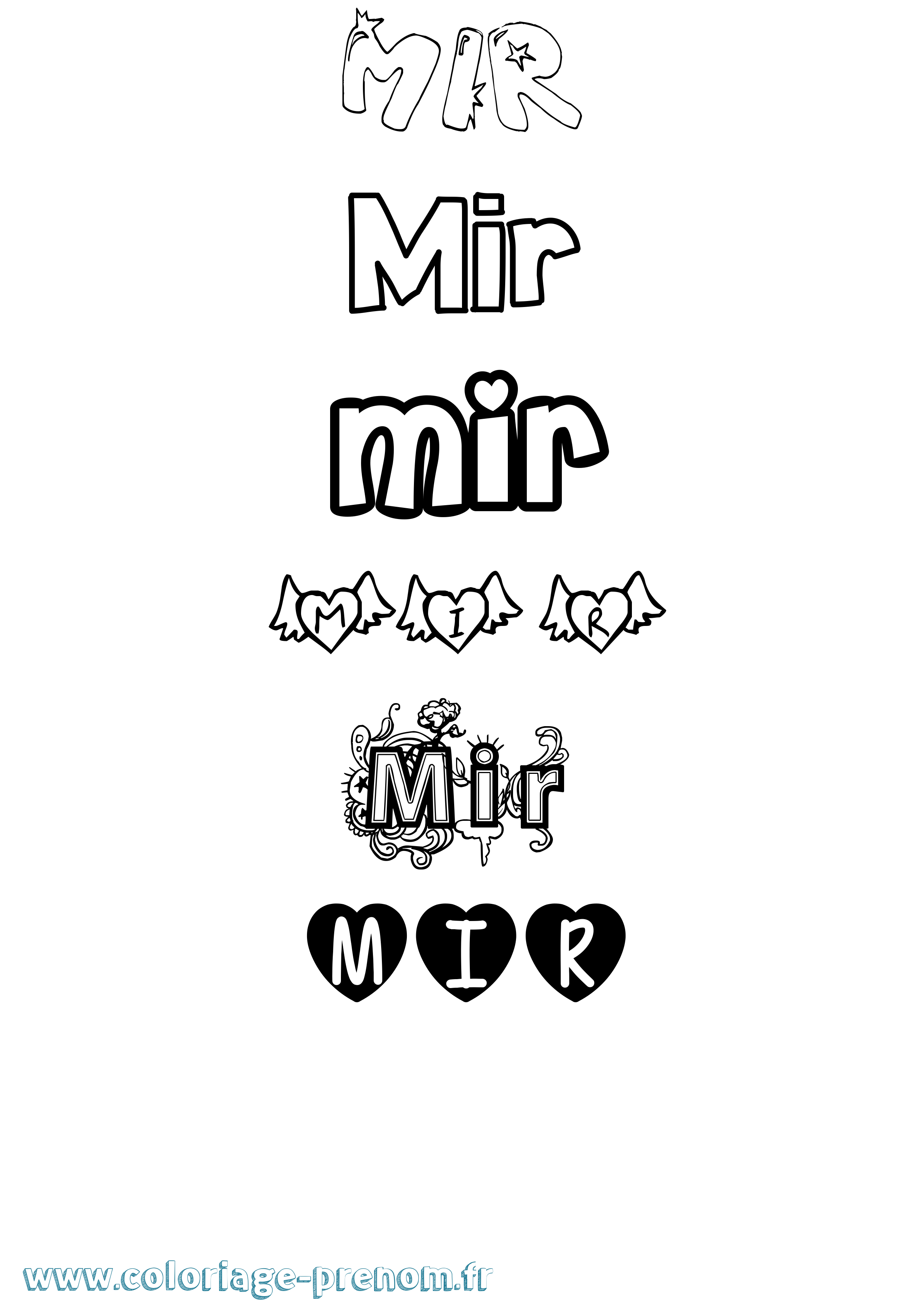 Coloriage Mir Girly Coloriage prénom Mir Girly
