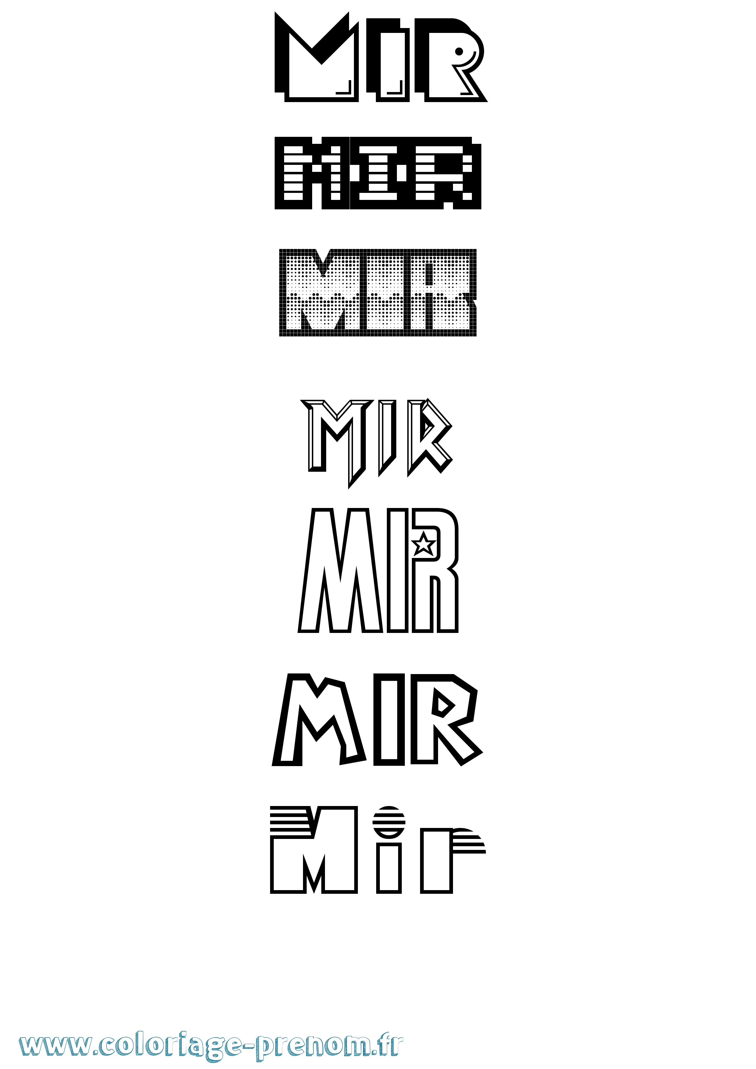 Coloriage Mir Jeux Vidéos Coloriage prénom Mir Jeux Vidéos