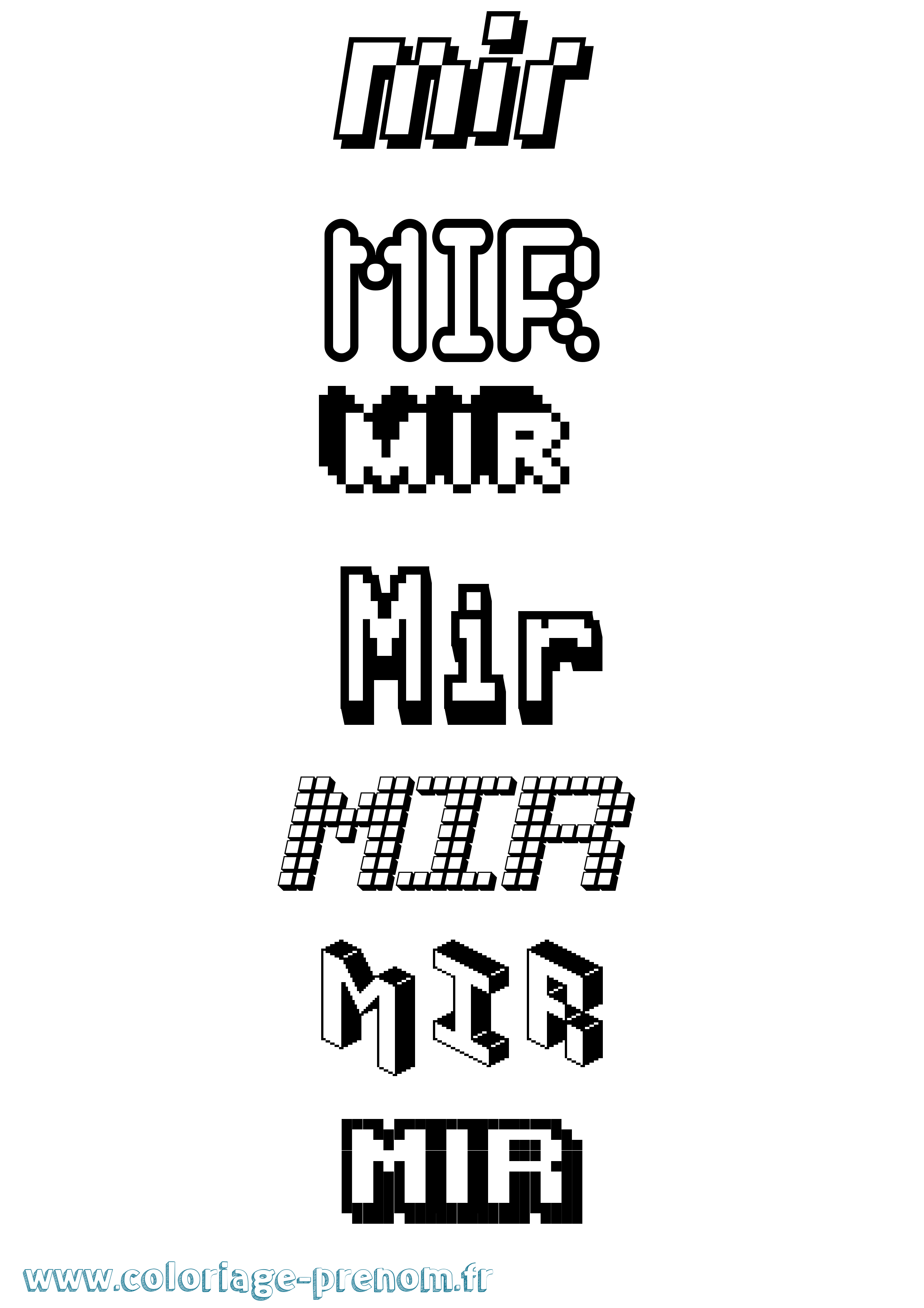 Coloriage Mir Pixel Coloriage prénom Mir Pixel