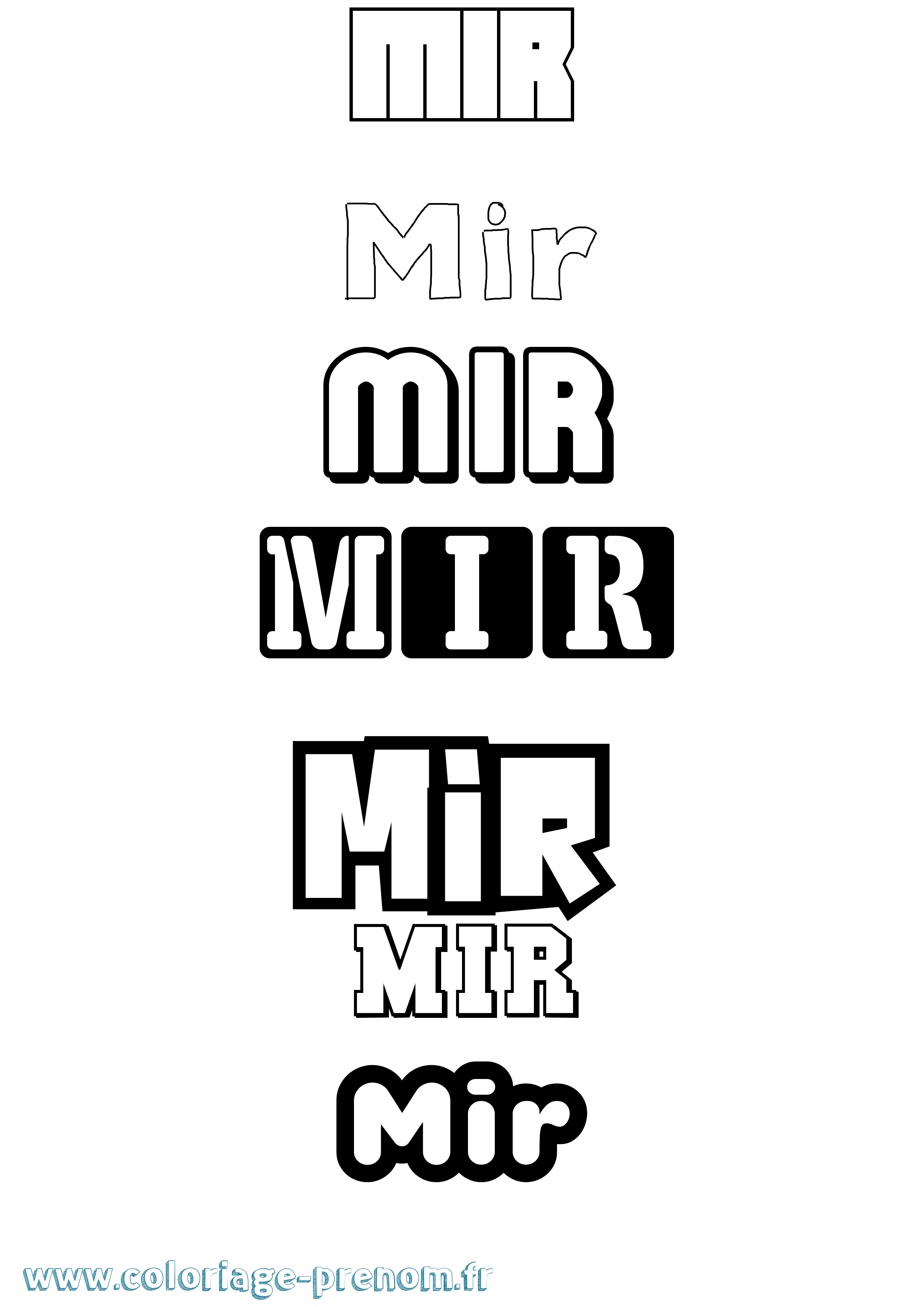 Coloriage Mir Simple Coloriage prénom Mir Simple