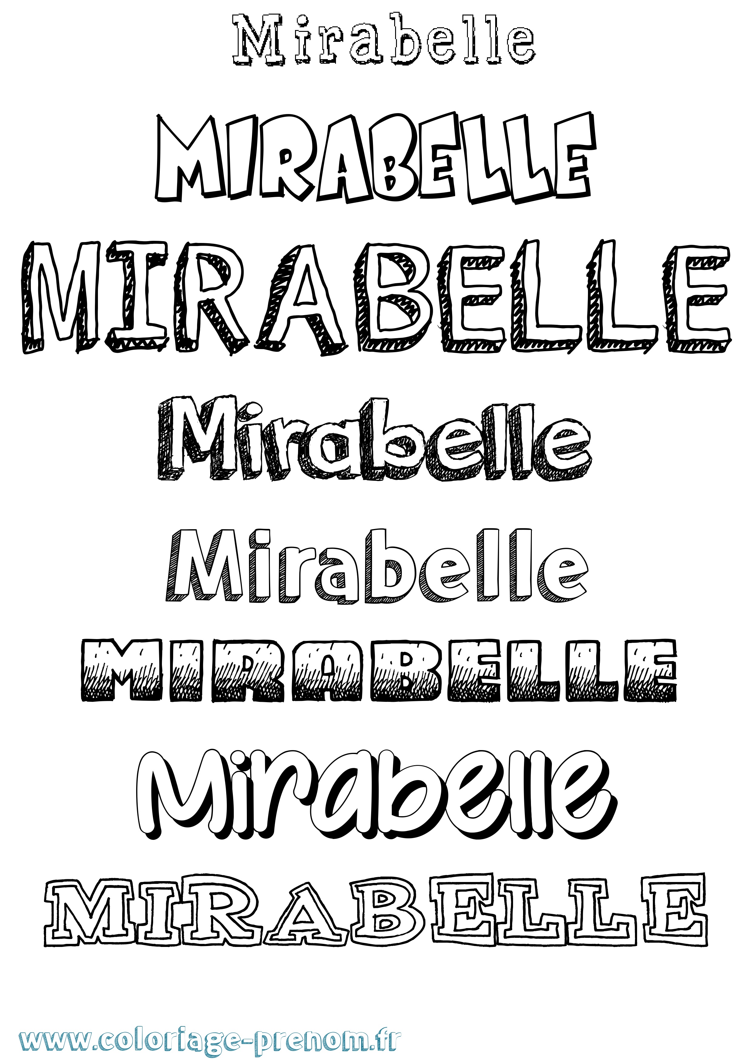 Coloriage prénom Mirabelle Dessiné