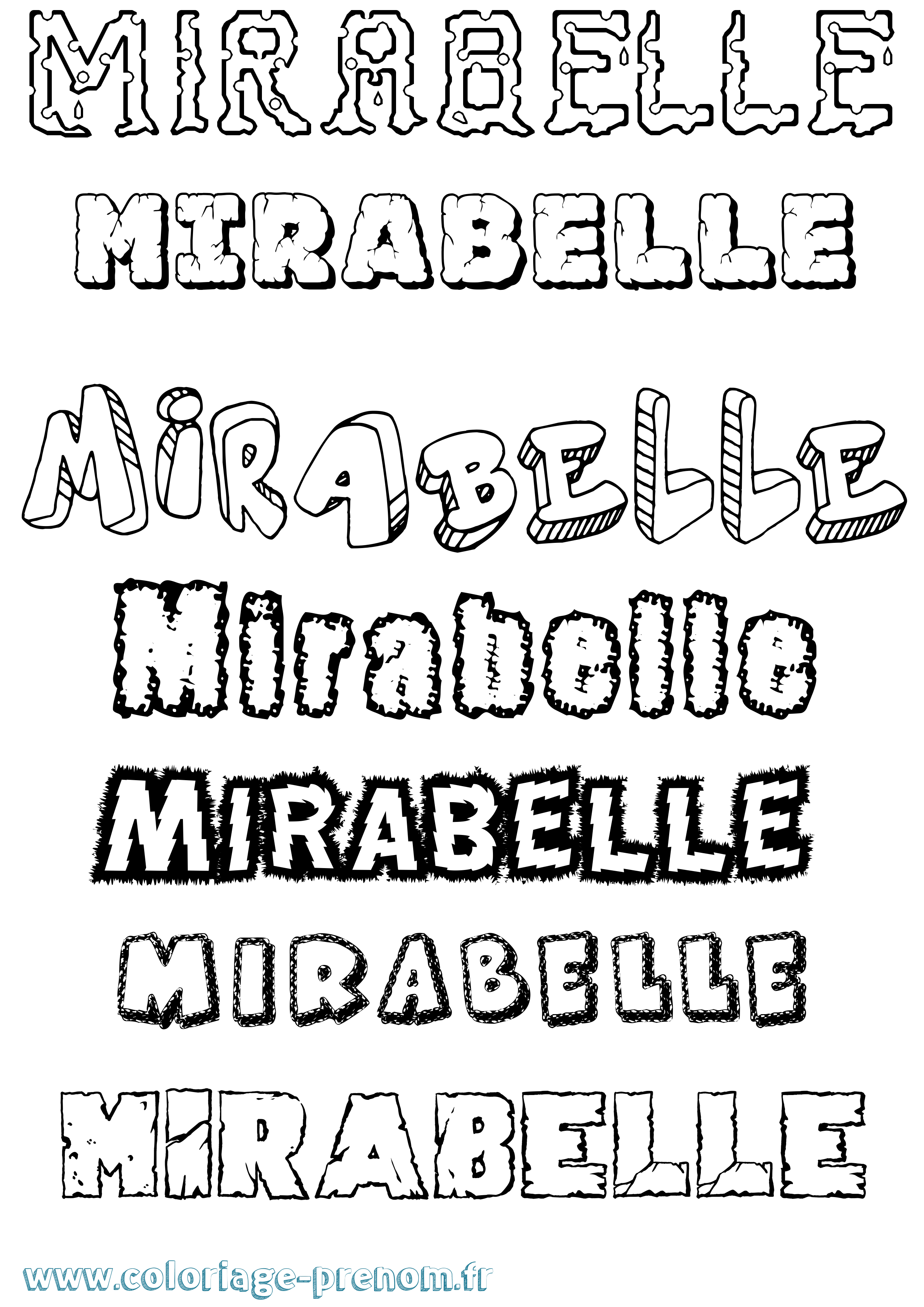 Coloriage prénom Mirabelle Destructuré