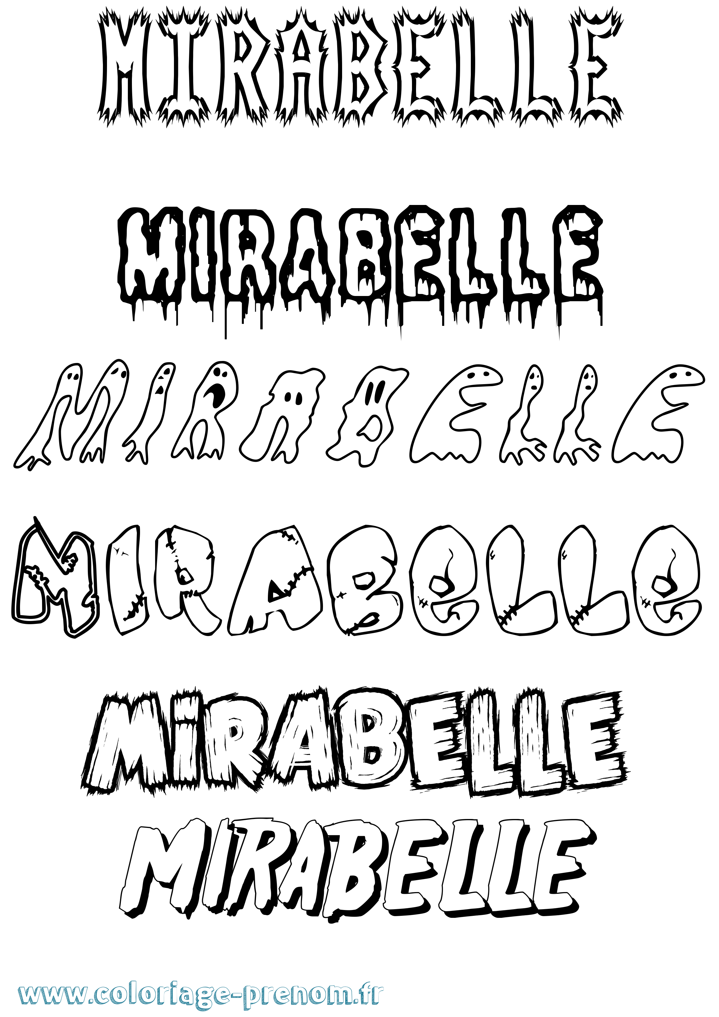 Coloriage prénom Mirabelle Frisson