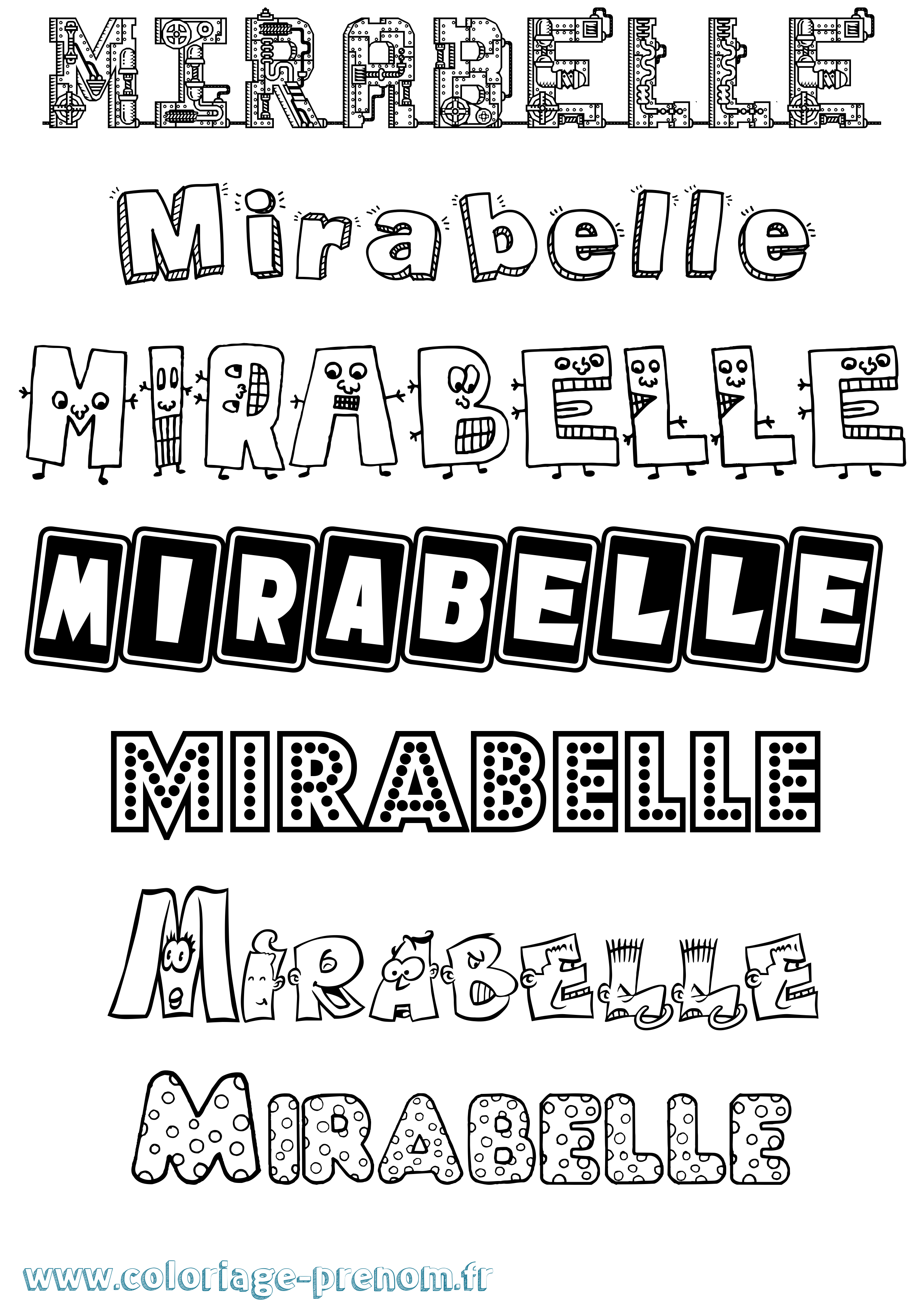 Coloriage prénom Mirabelle Fun