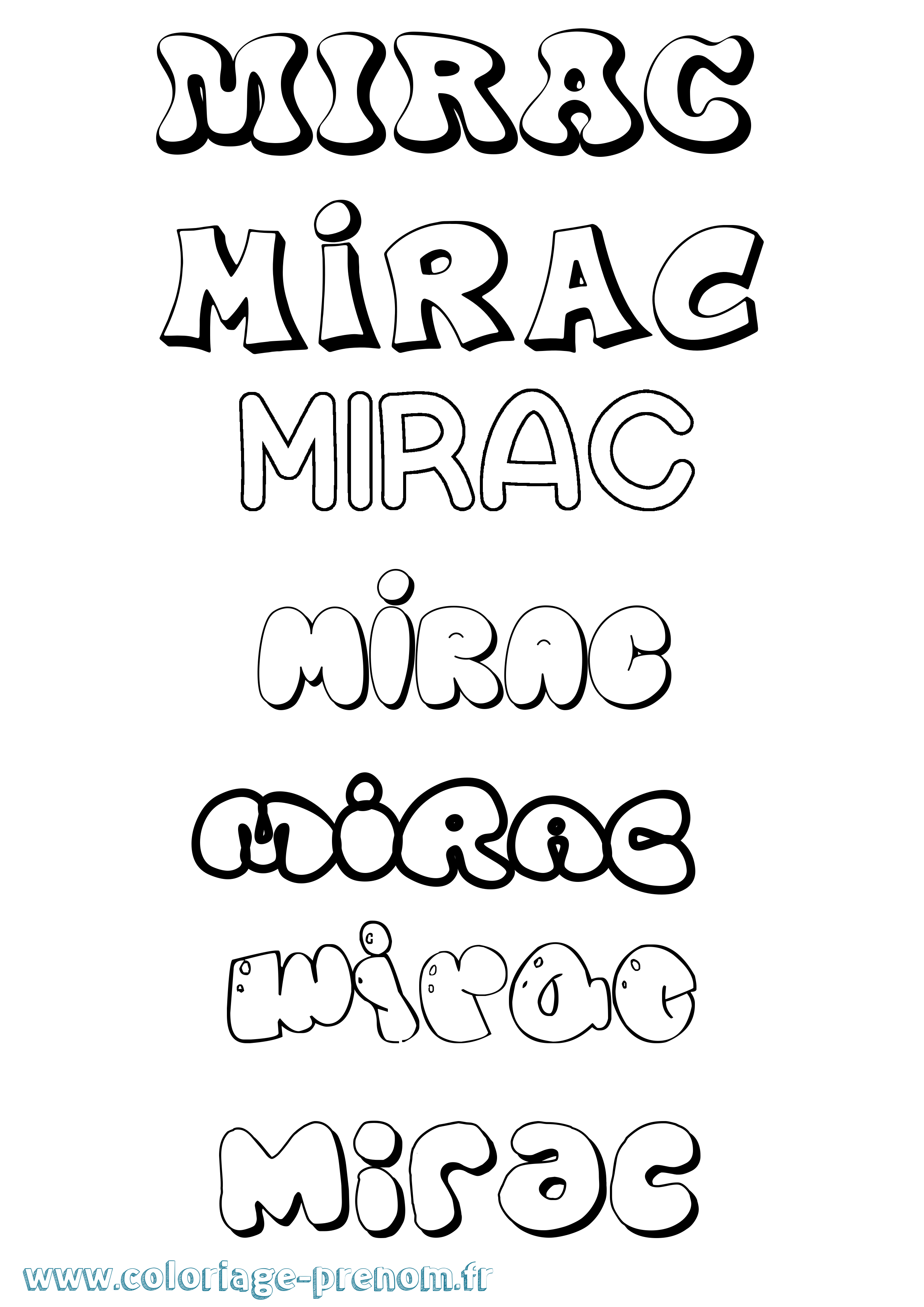 Coloriage prénom Mirac Bubble