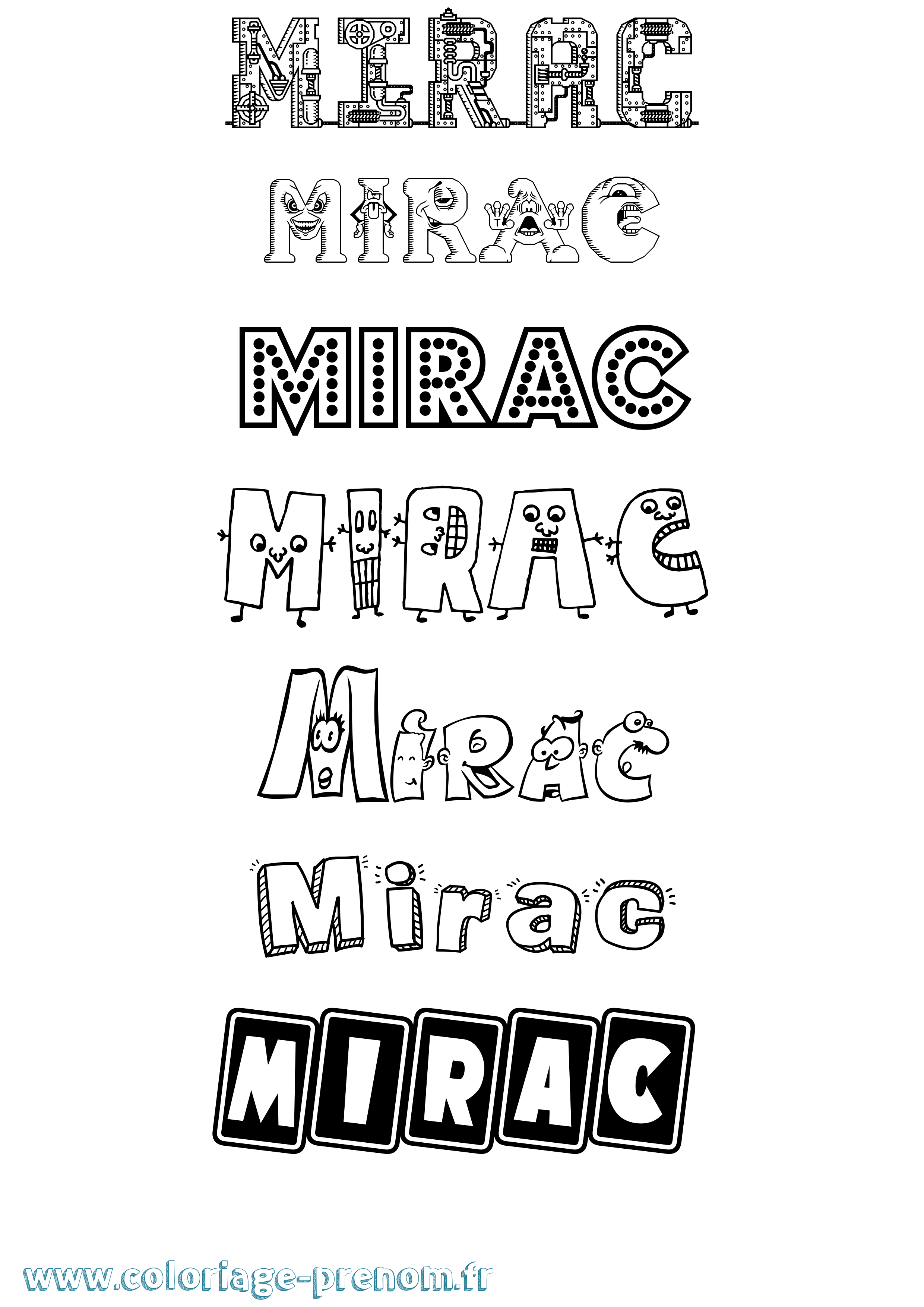Coloriage prénom Mirac Fun