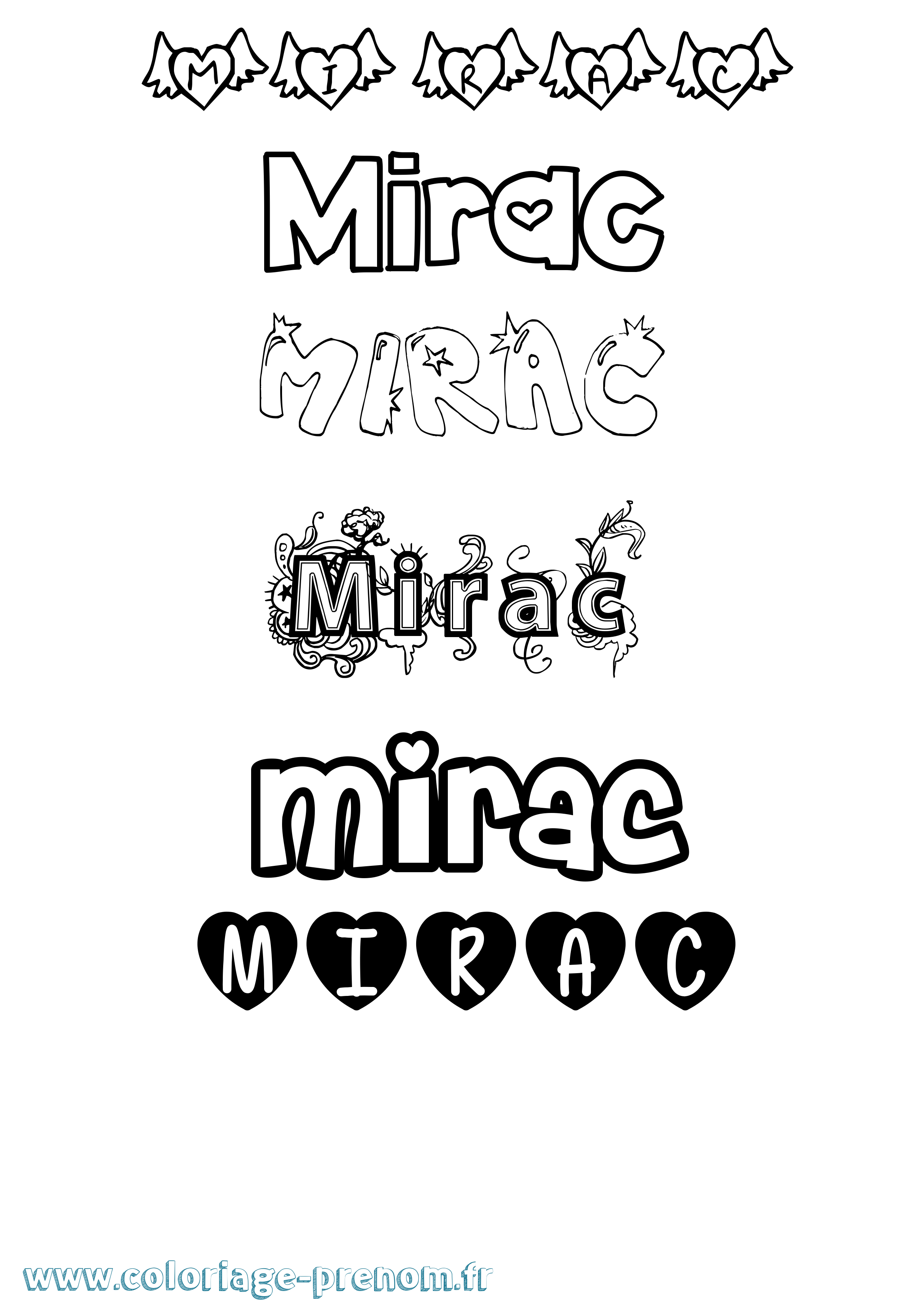 Coloriage prénom Mirac Girly