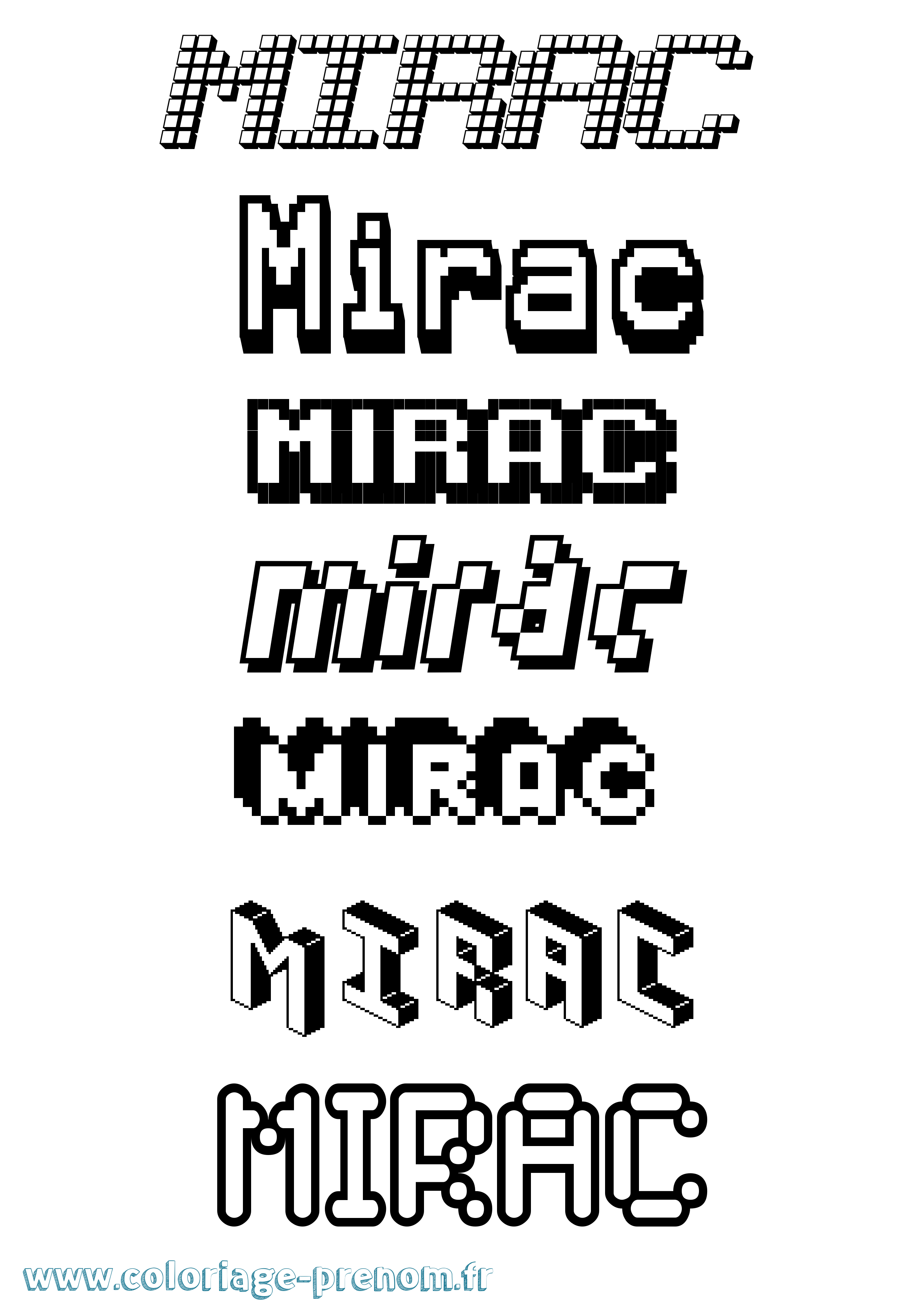 Coloriage prénom Mirac Pixel