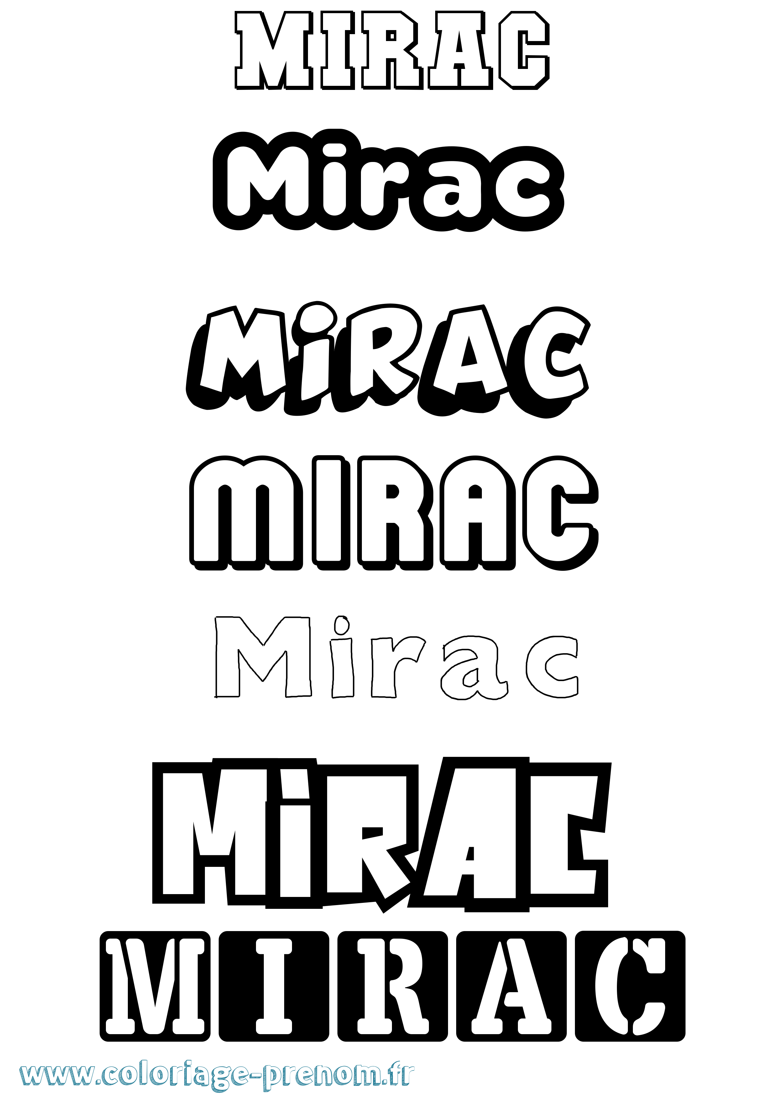 Coloriage prénom Mirac Simple