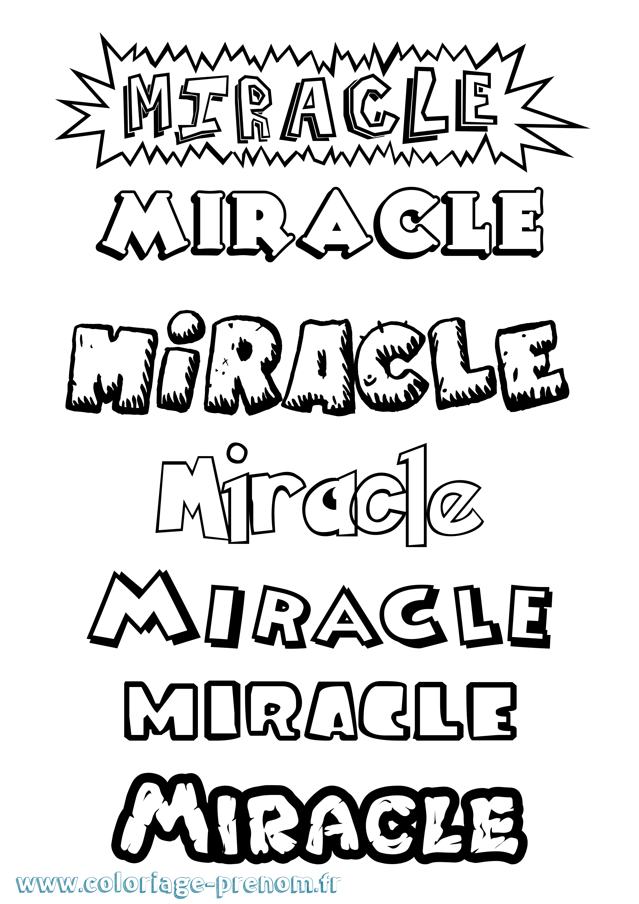 Coloriage prénom Miracle Dessin Animé