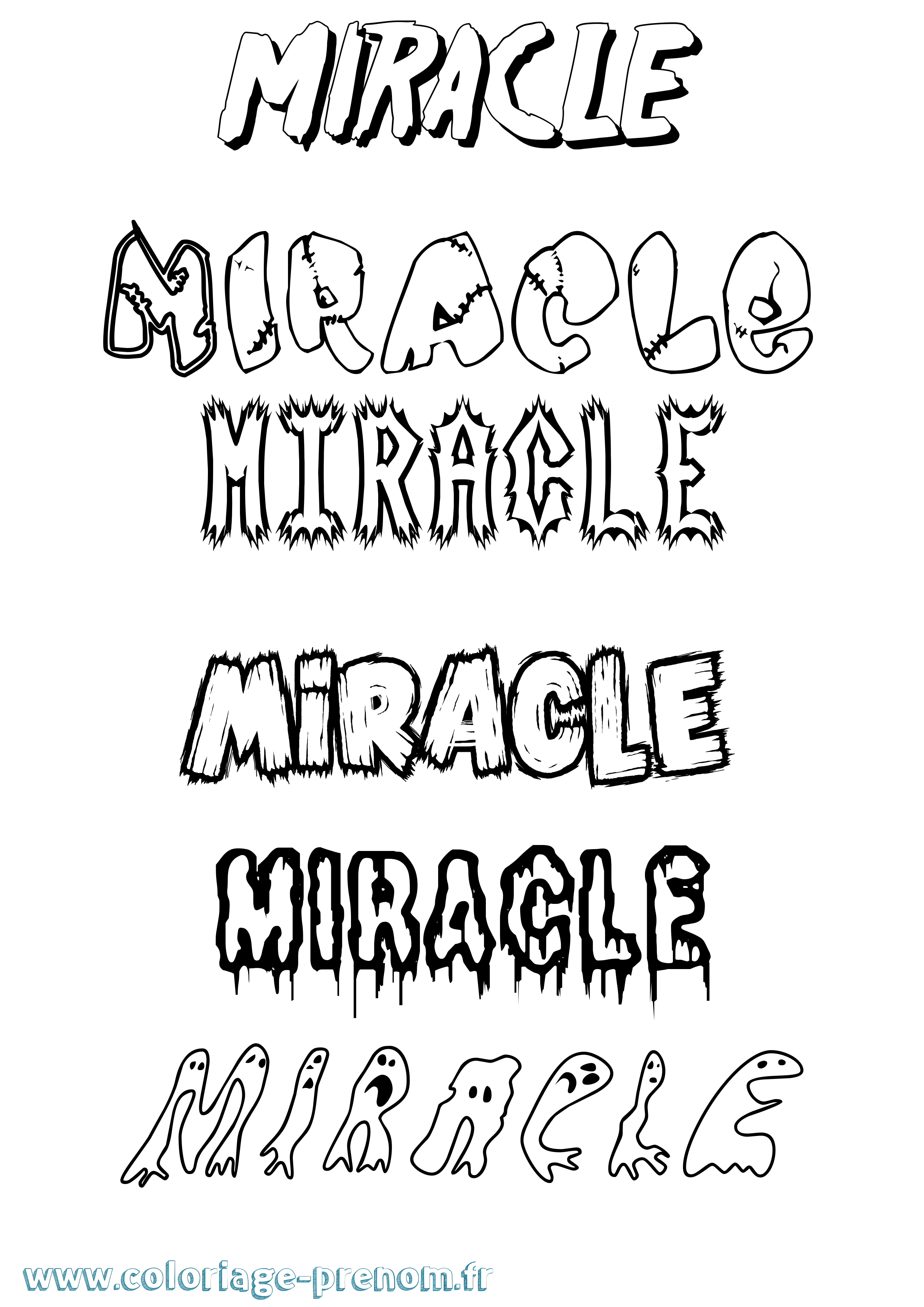 Coloriage prénom Miracle Frisson