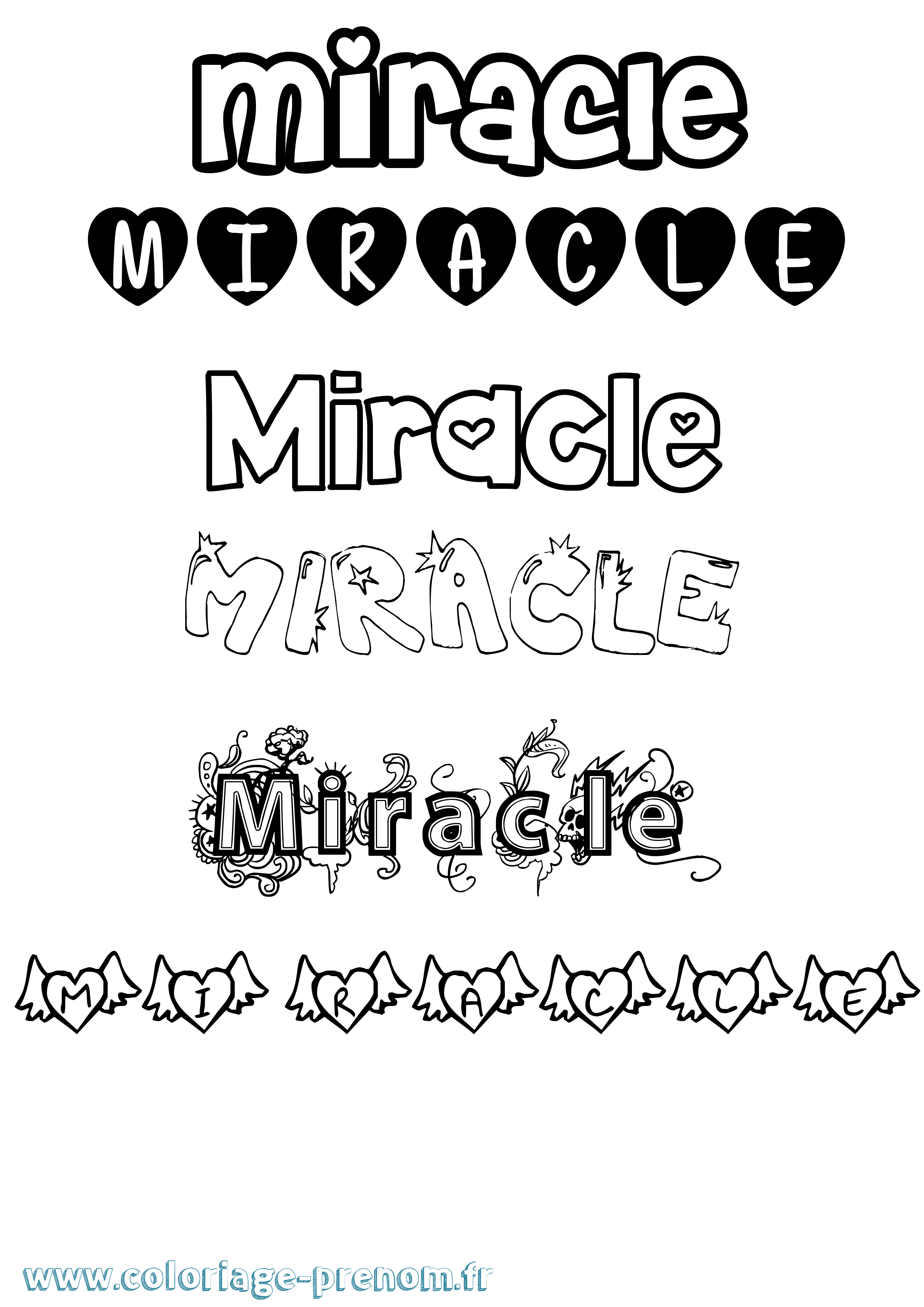 Coloriage prénom Miracle Girly