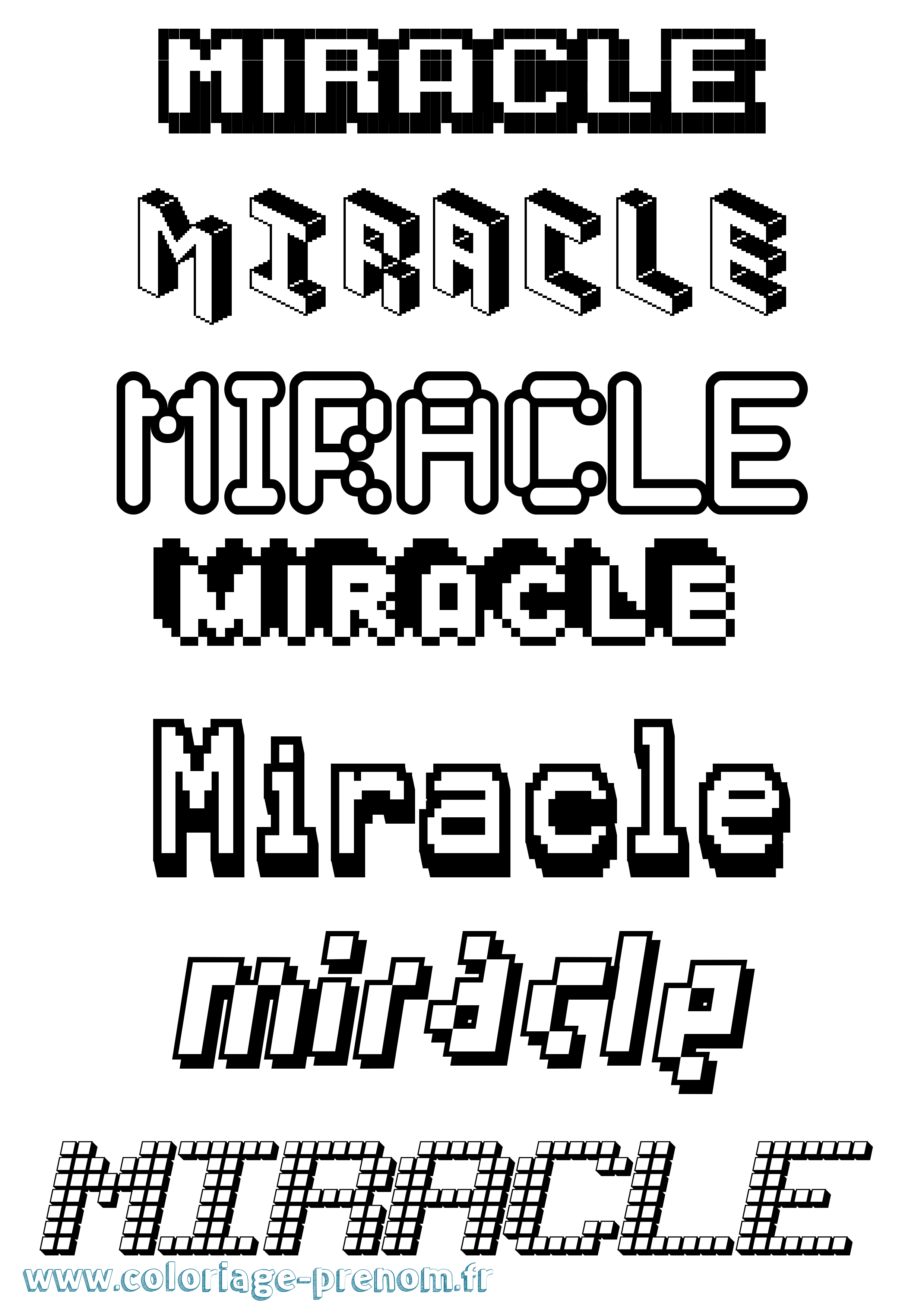 Coloriage prénom Miracle Pixel