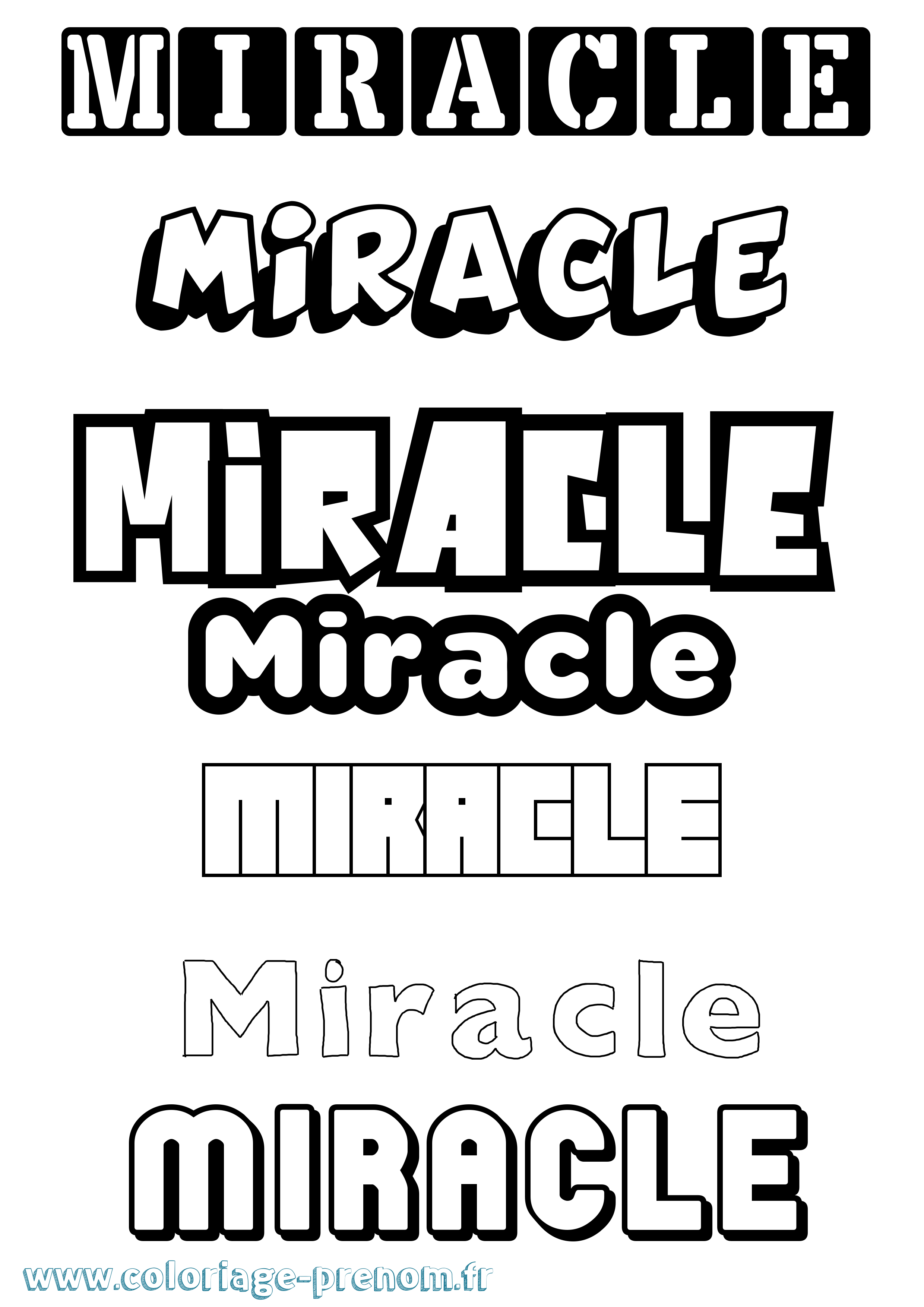 Coloriage prénom Miracle Simple
