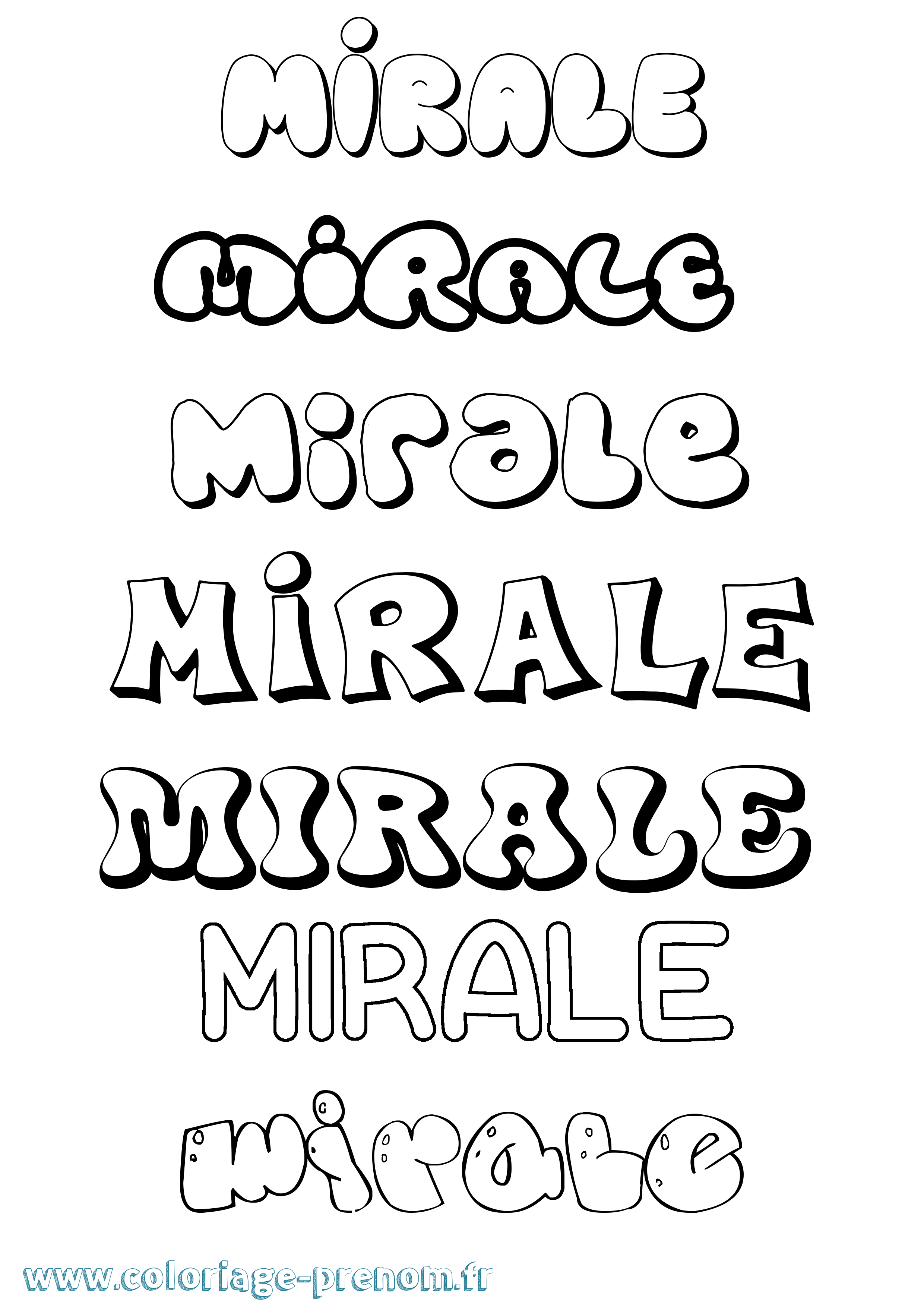 Coloriage prénom Mirale Bubble