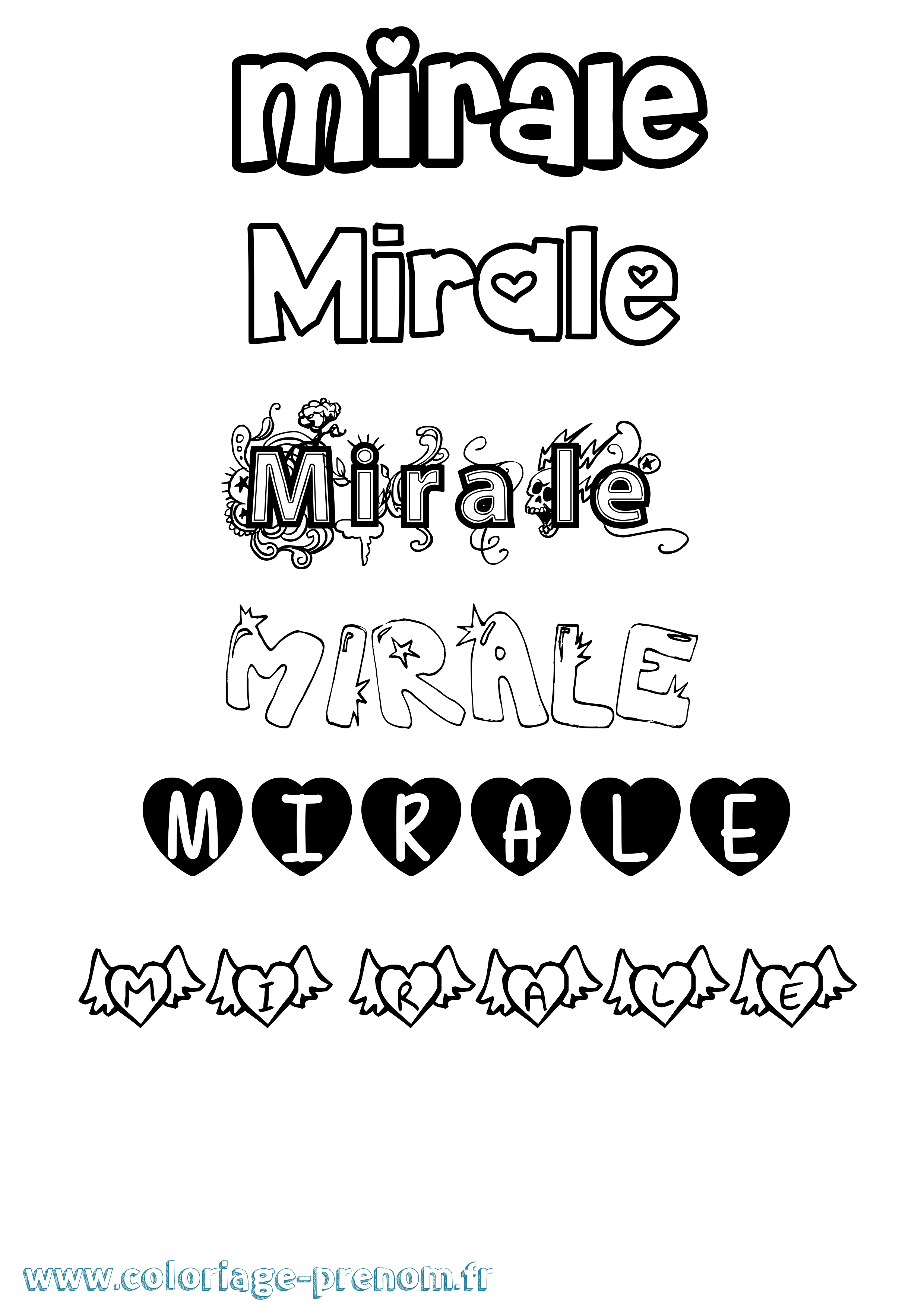 Coloriage prénom Mirale Girly
