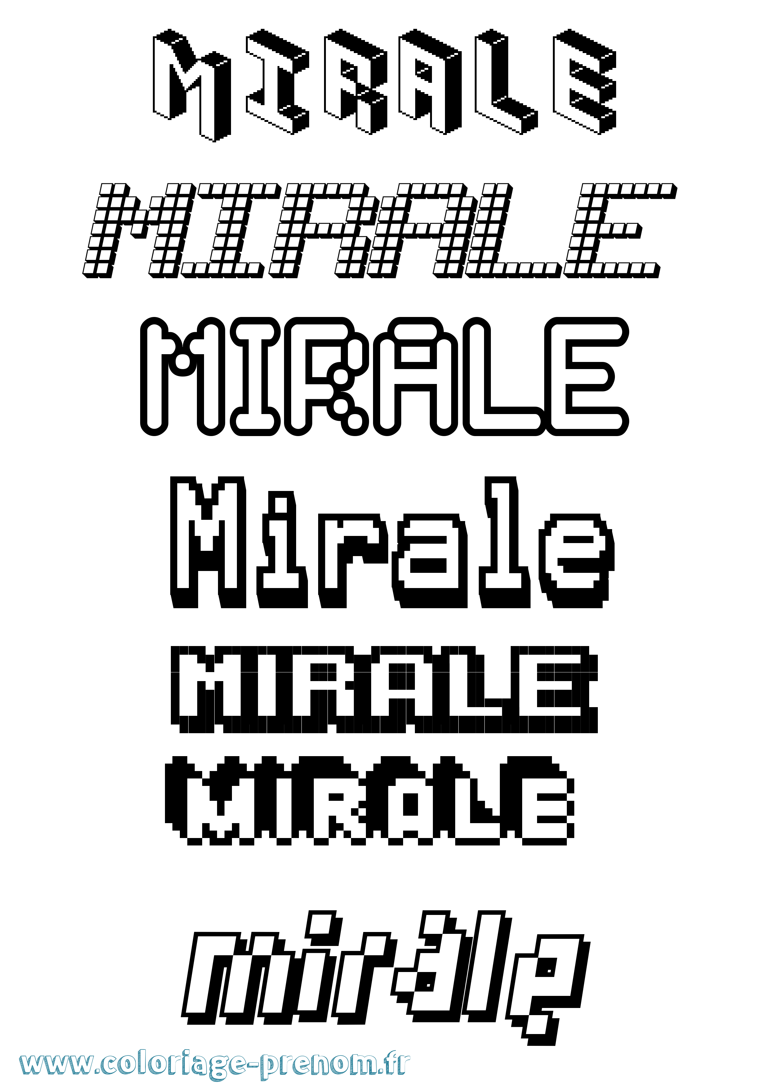 Coloriage prénom Mirale Pixel