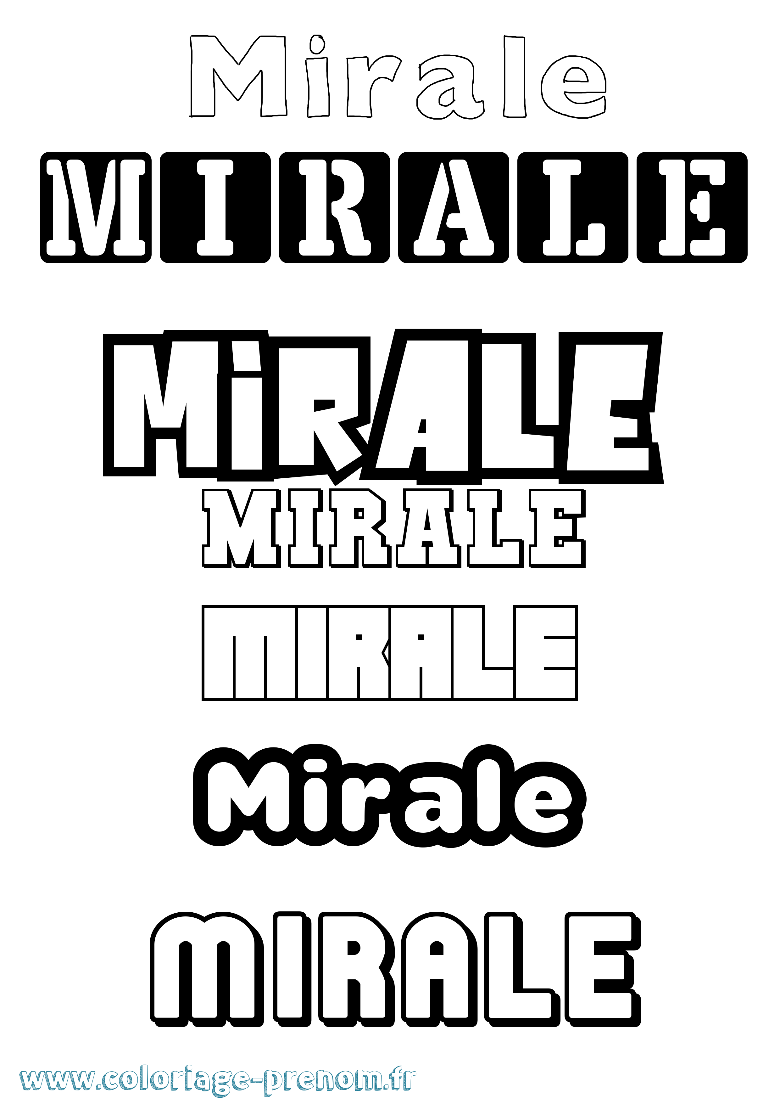 Coloriage prénom Mirale Simple