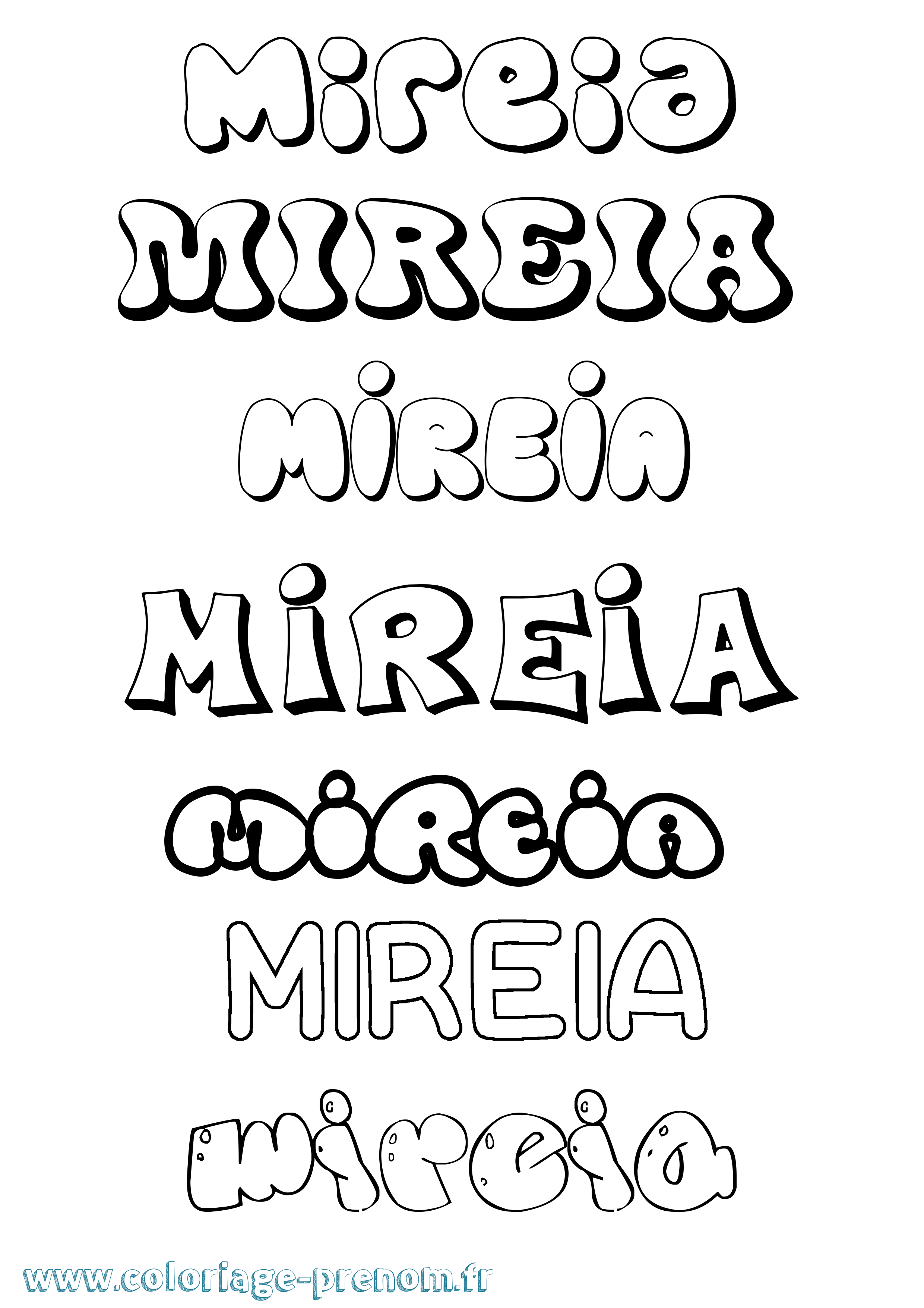 Coloriage prénom Mireia Bubble