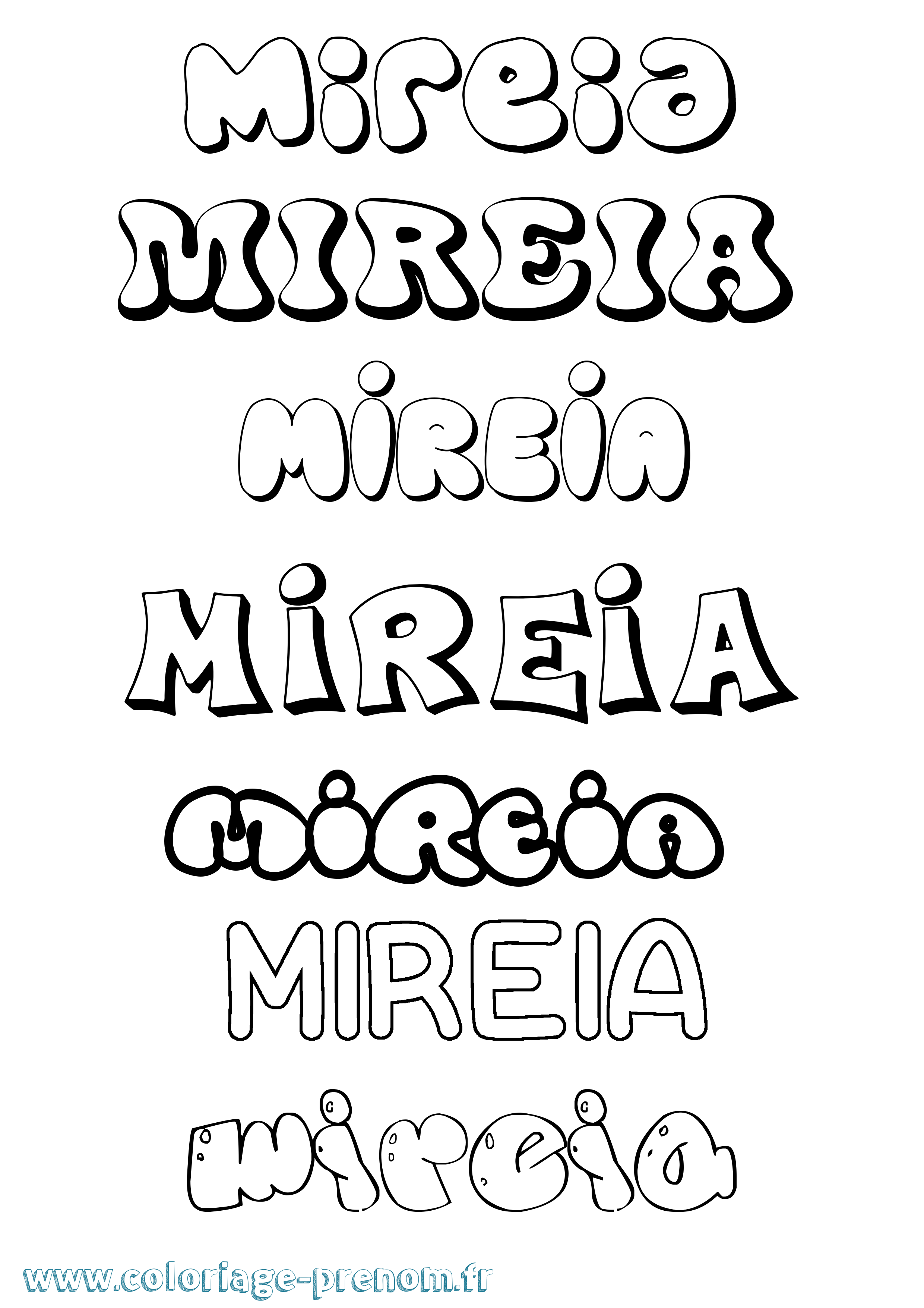 Coloriage Mireia Bubble Coloriage prénom Mireia Bubble