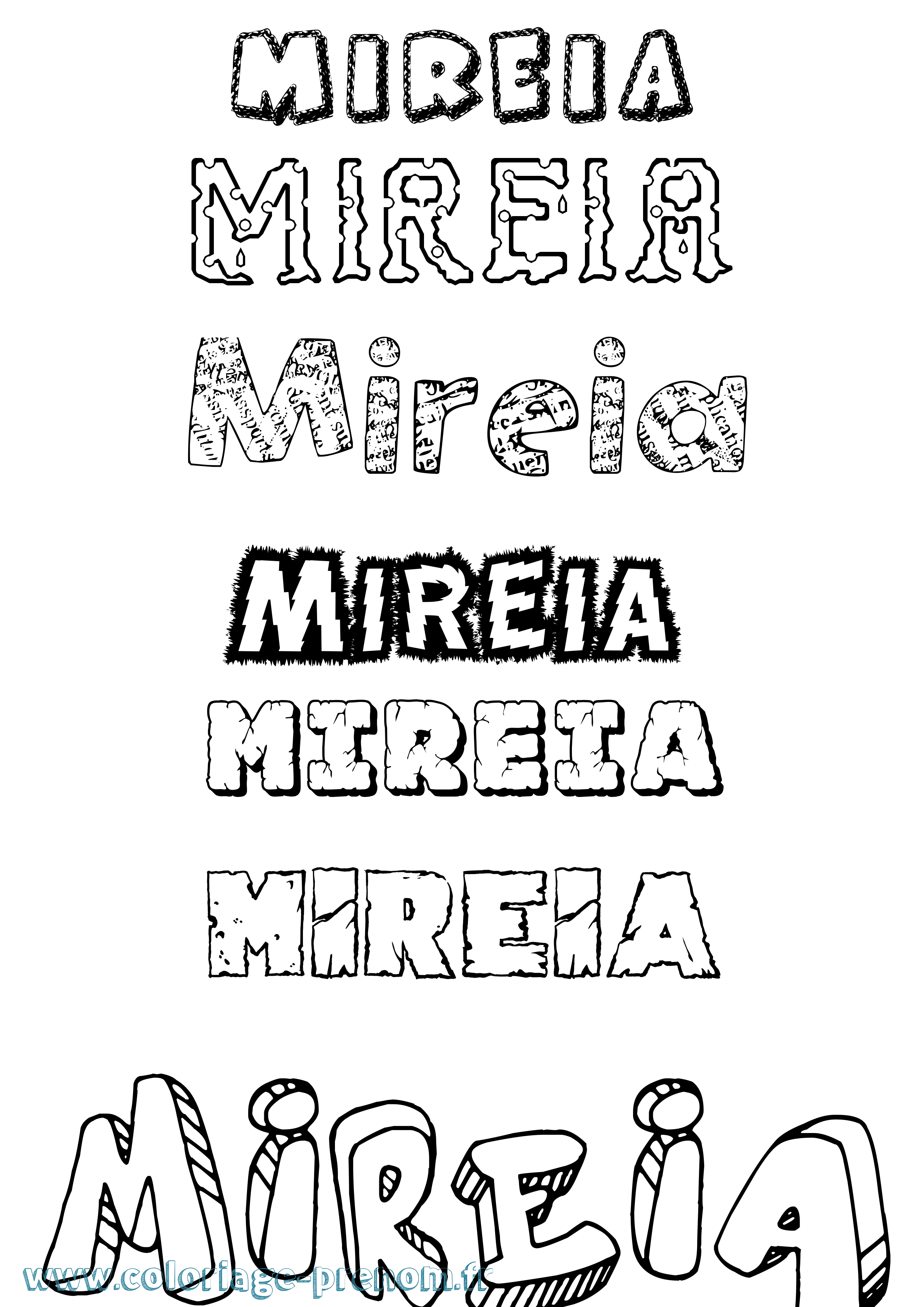 Coloriage Mireia Destructuré Coloriage prénom Mireia Destructuré