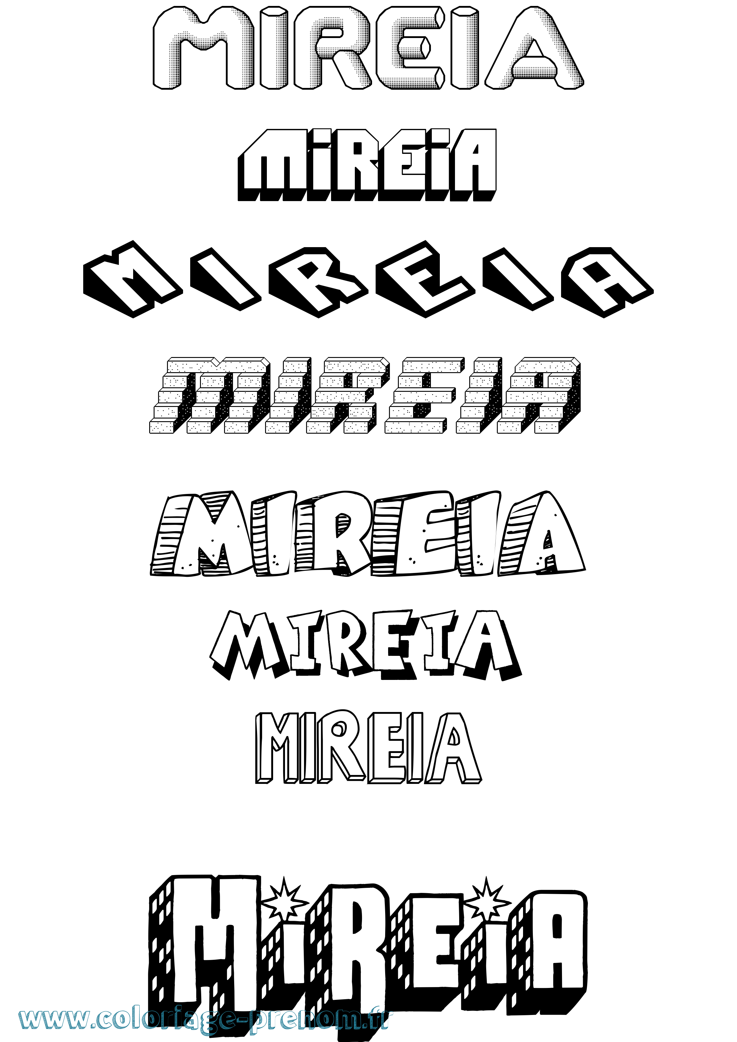 Coloriage Mireia Effet 3D Coloriage prénom Mireia Effet 3D