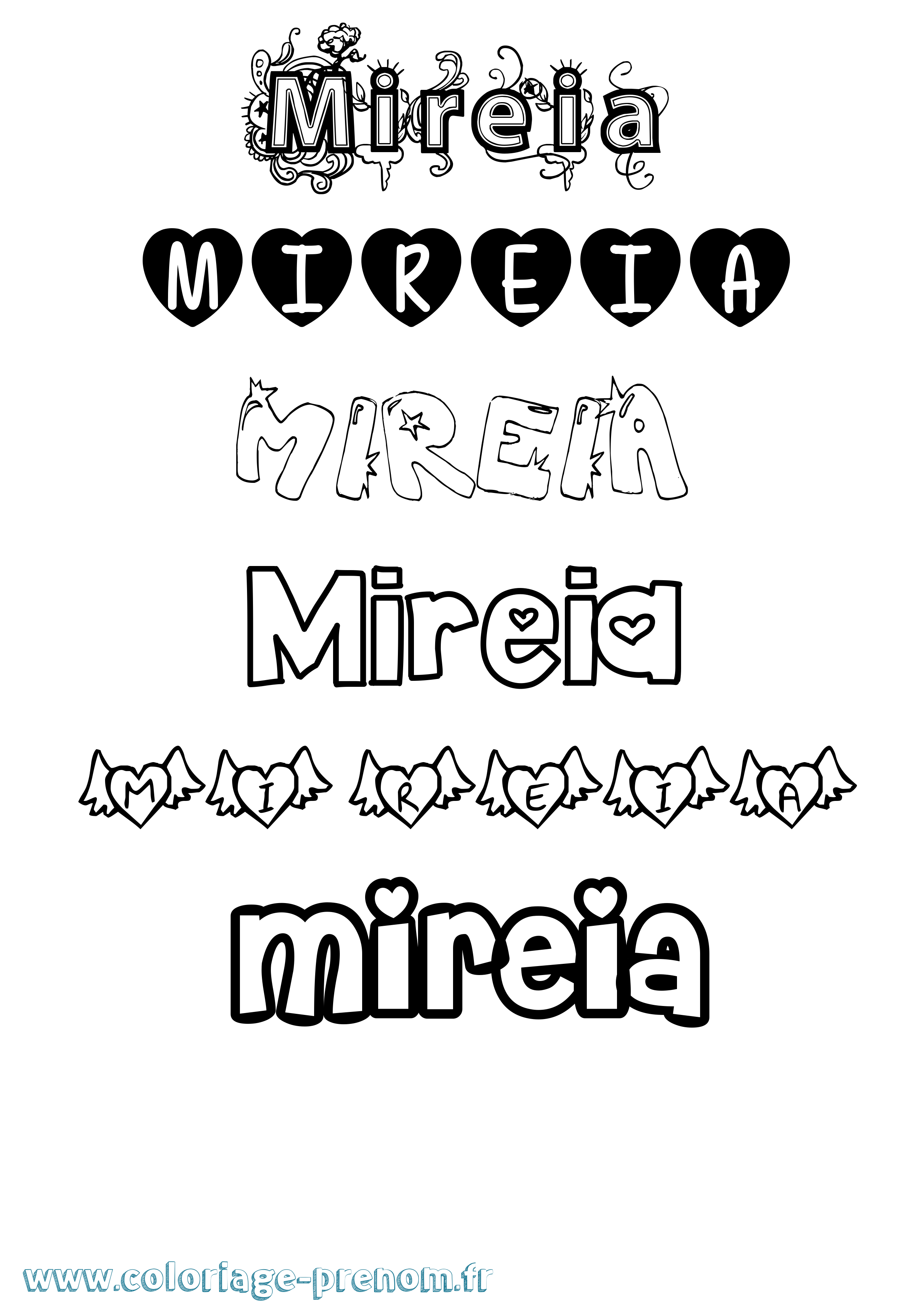 Coloriage prénom Mireia Girly