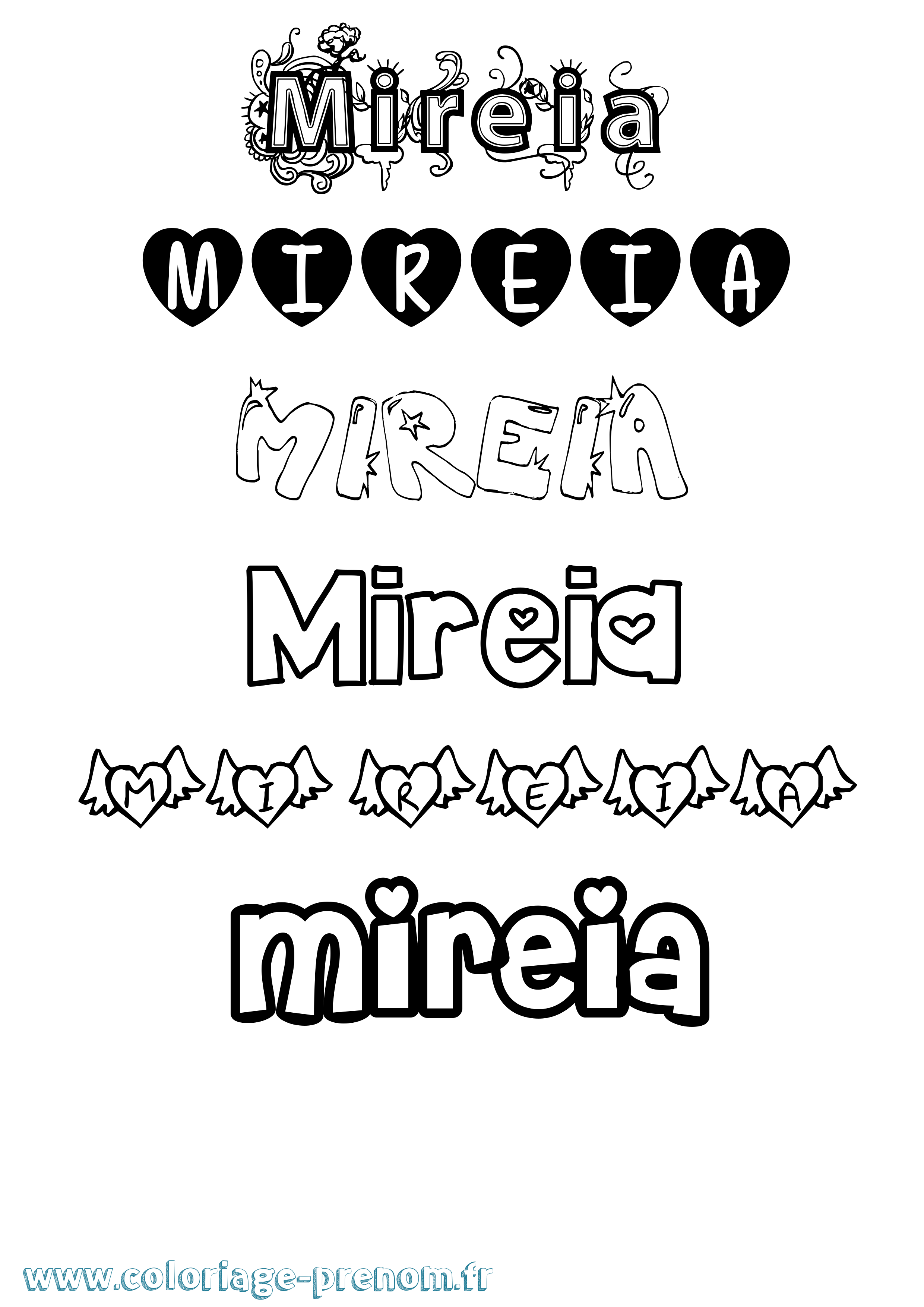 Coloriage Mireia Girly Coloriage prénom Mireia Girly