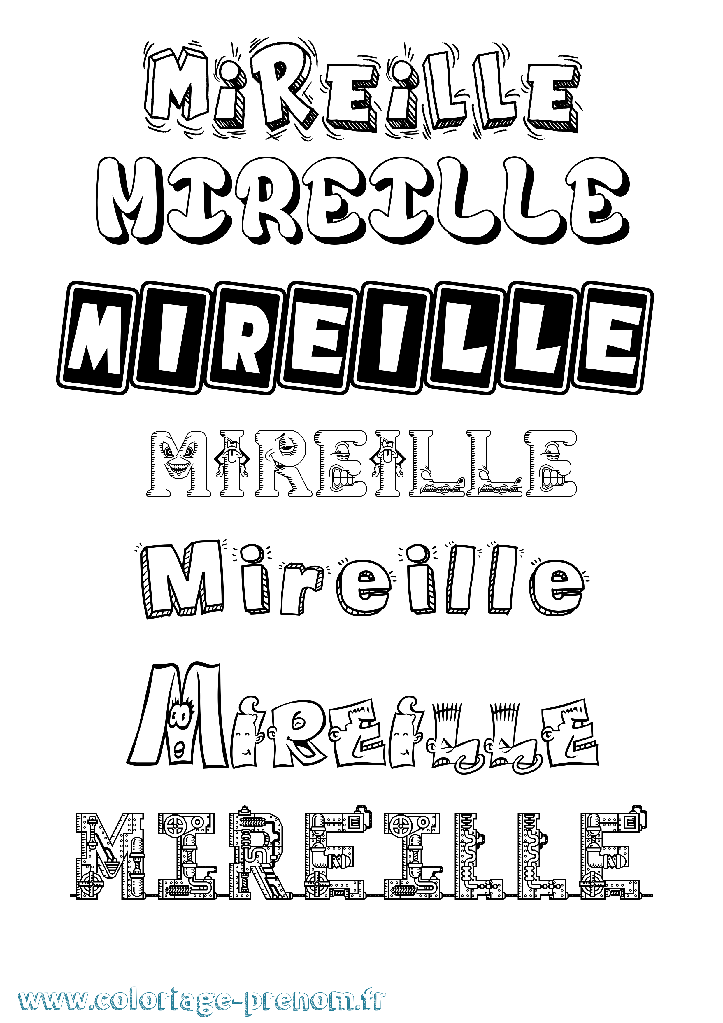 Coloriage prénom Mireille Fun