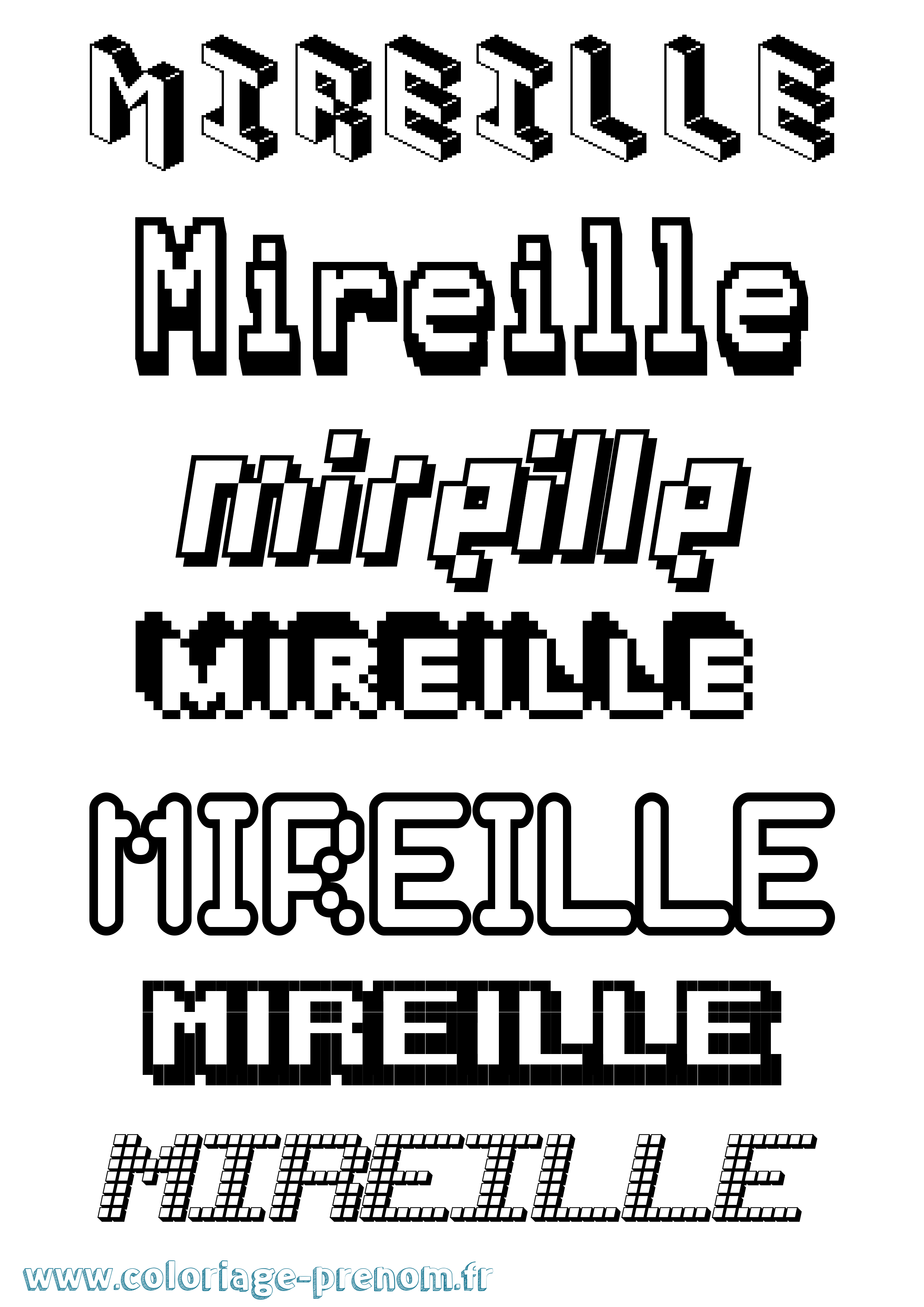 Coloriage prénom Mireille Pixel