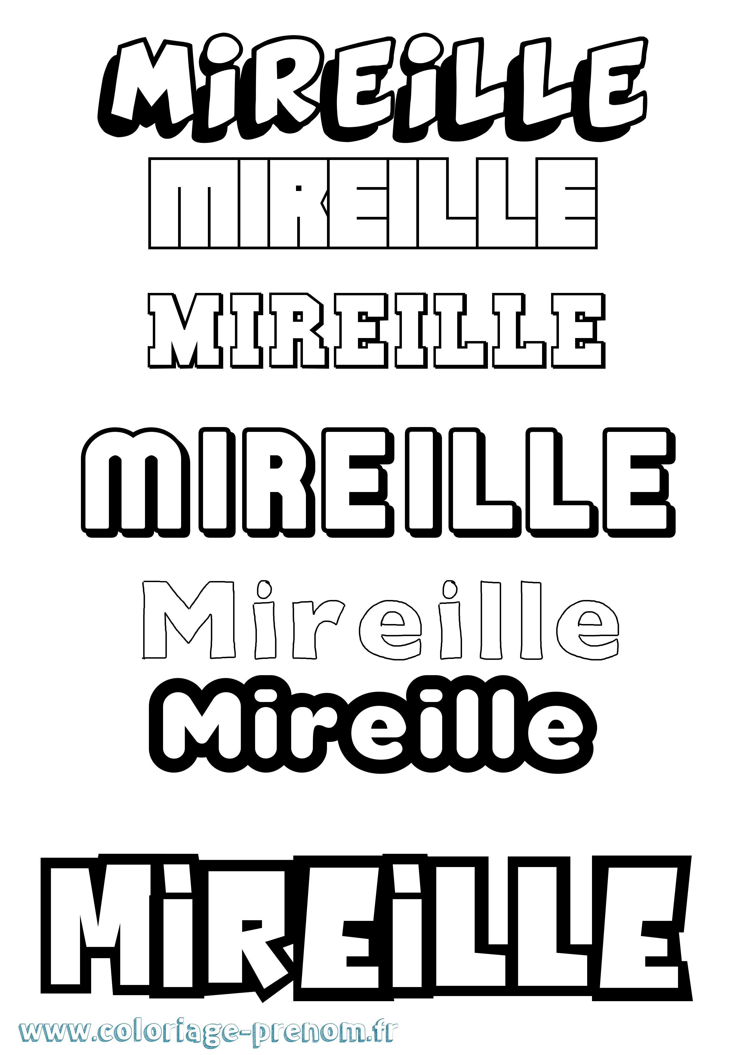 Coloriage prénom Mireille Simple