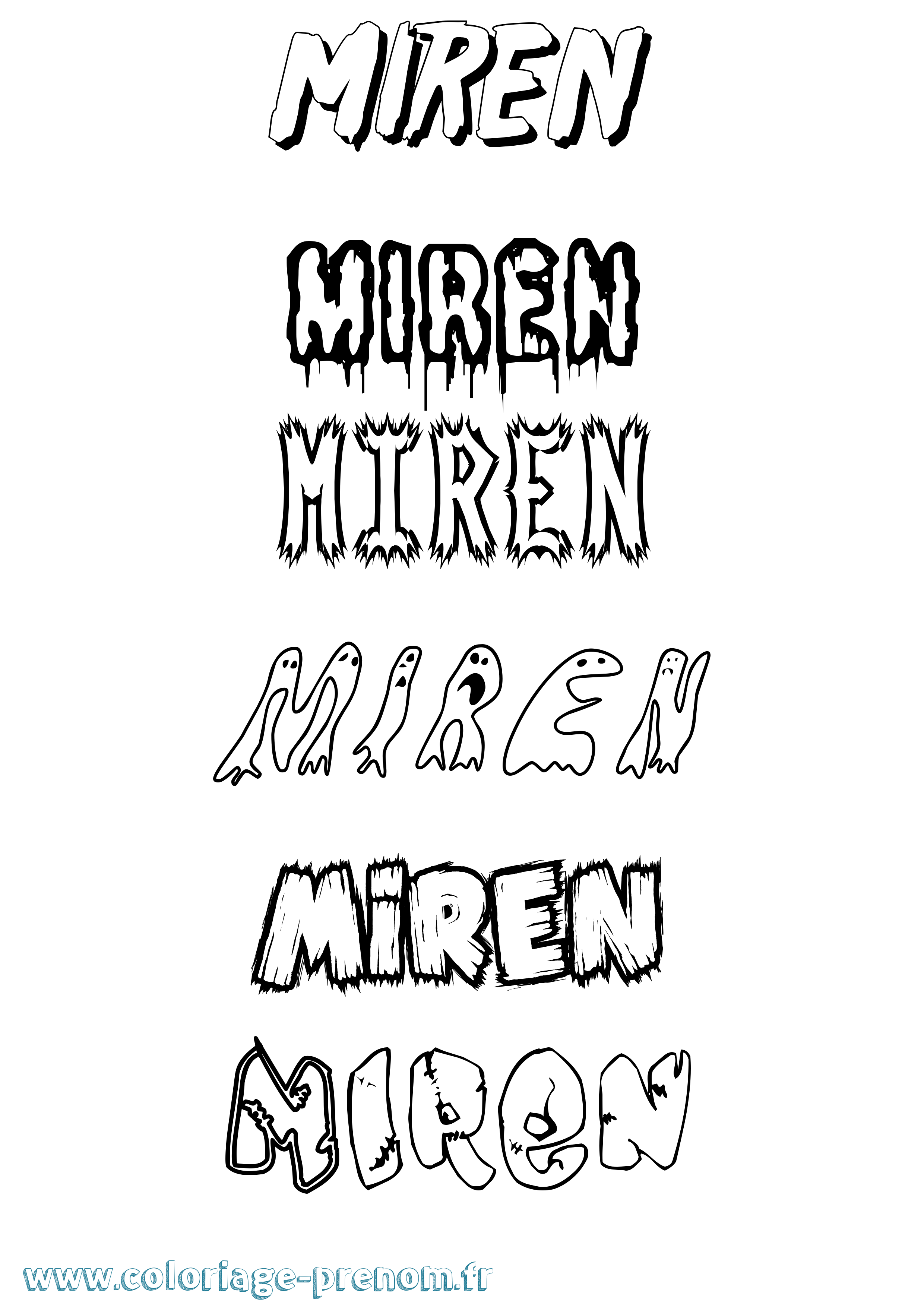 Coloriage prénom Miren Frisson